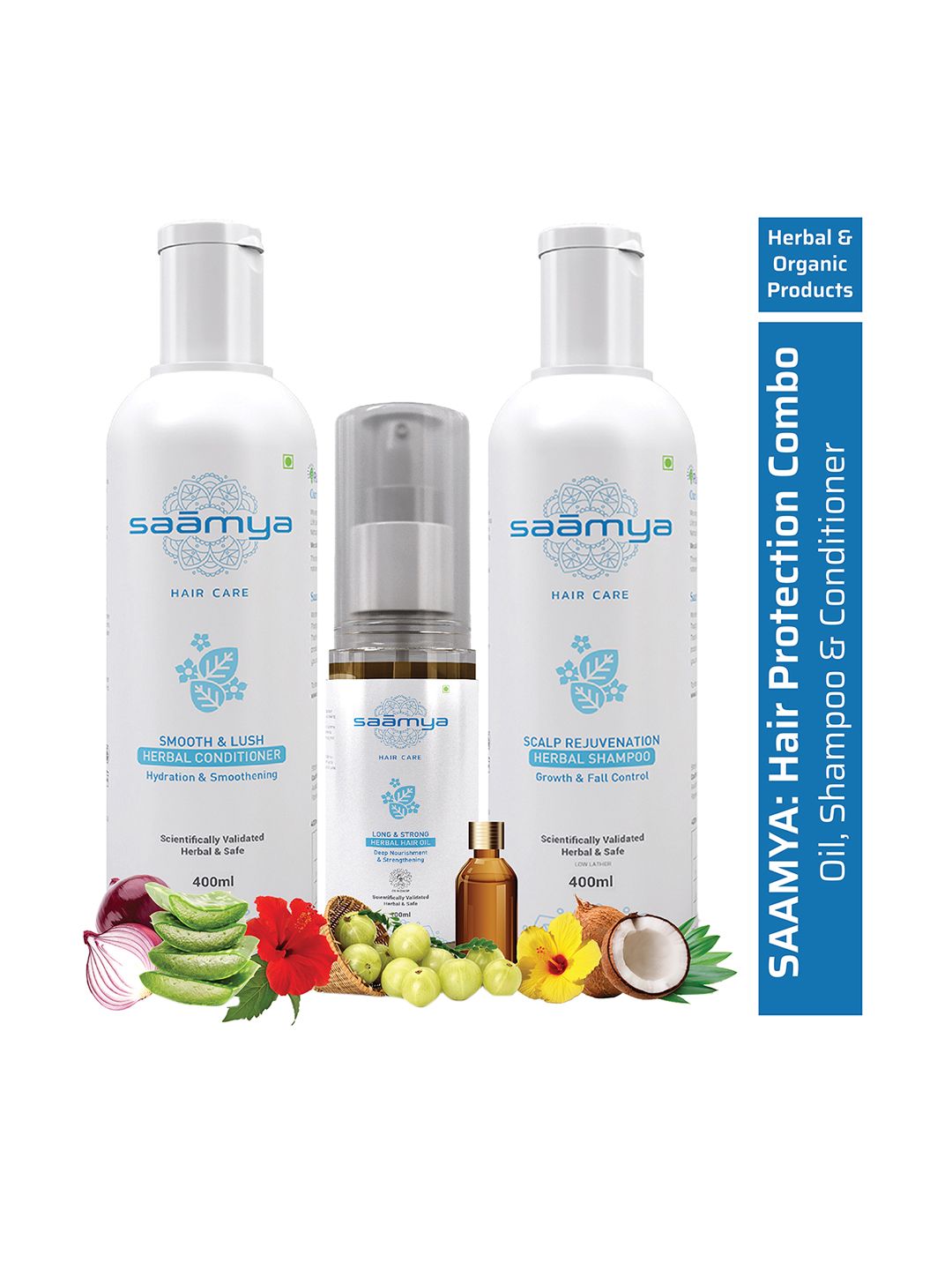 Saamya Herbal Long Hair Oil 100m Scalp Rejuvenation Shampoo 400m & Conditioner 400m Price in India