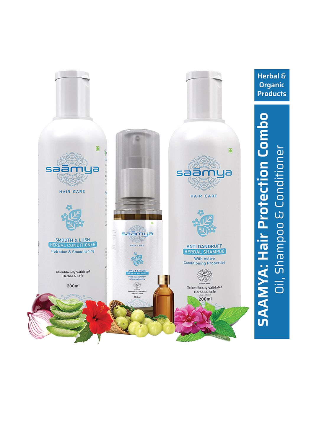 Saamya Set Of Herbal Anti-Dandruff Shampoo & Conditioner With Hair Oil - 700 ml Price in India