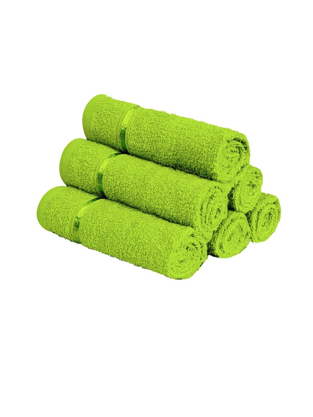 Story@home Set Of 6 Green Solid Pure Cotton 450 GSM Face Towels Price in India