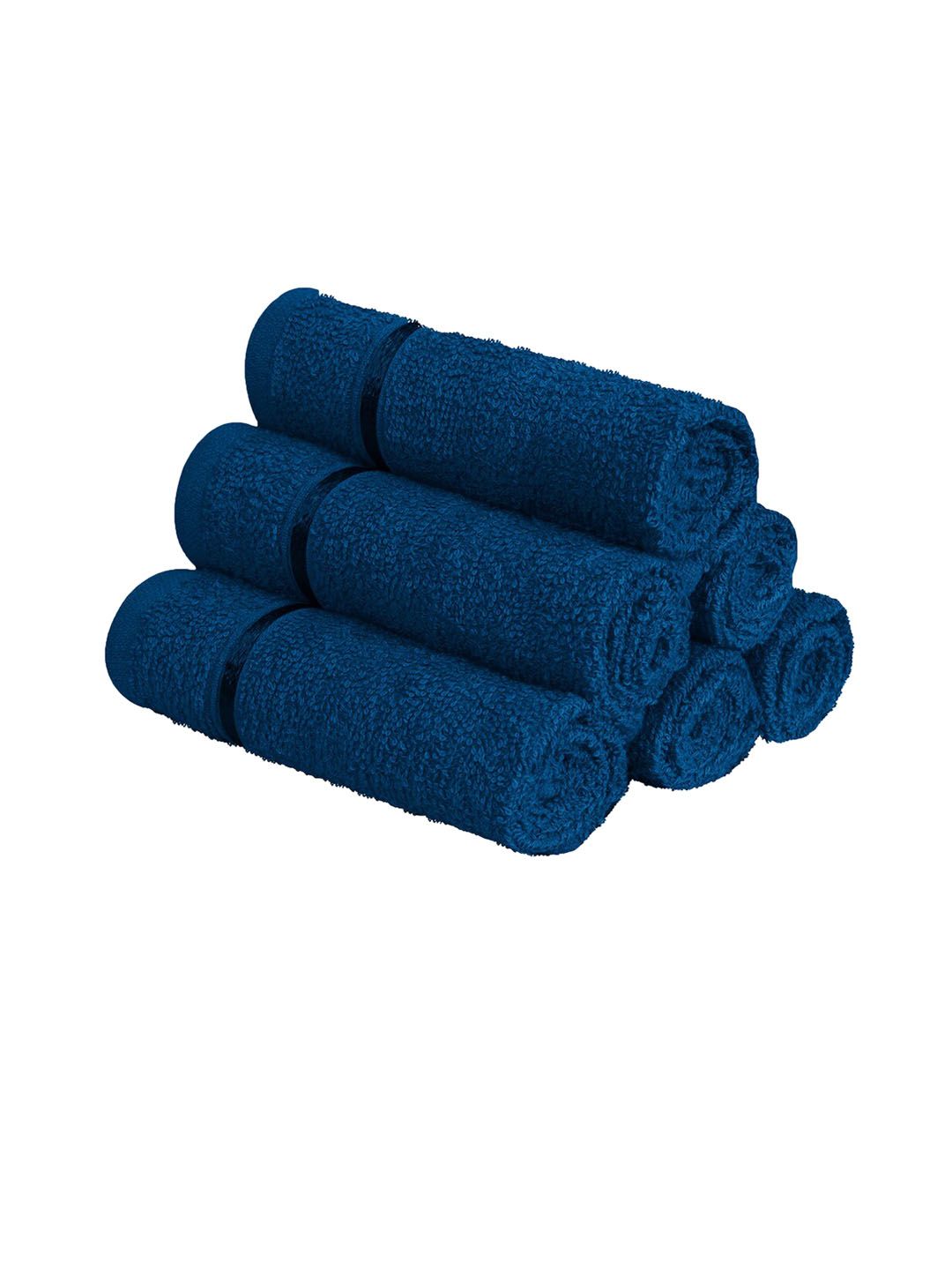Story@home Set Of 6 Navy Blue Solid Pure Cotton 450 GSM Face Towels Price in India