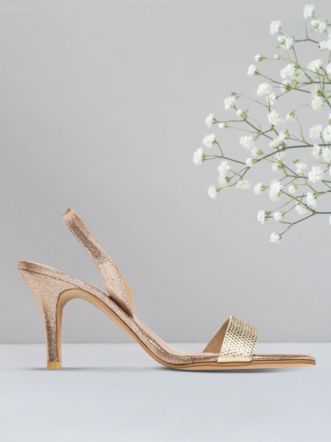 CORSICA Gold-Toned Embellished Slim Heels Price in India