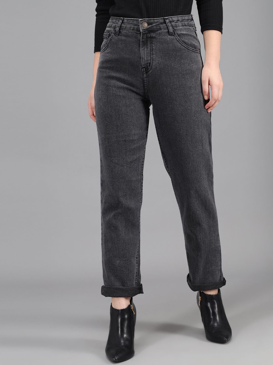 Kotty Women Charcoal Grey Slim Fit High-Rise Jeans Price in India