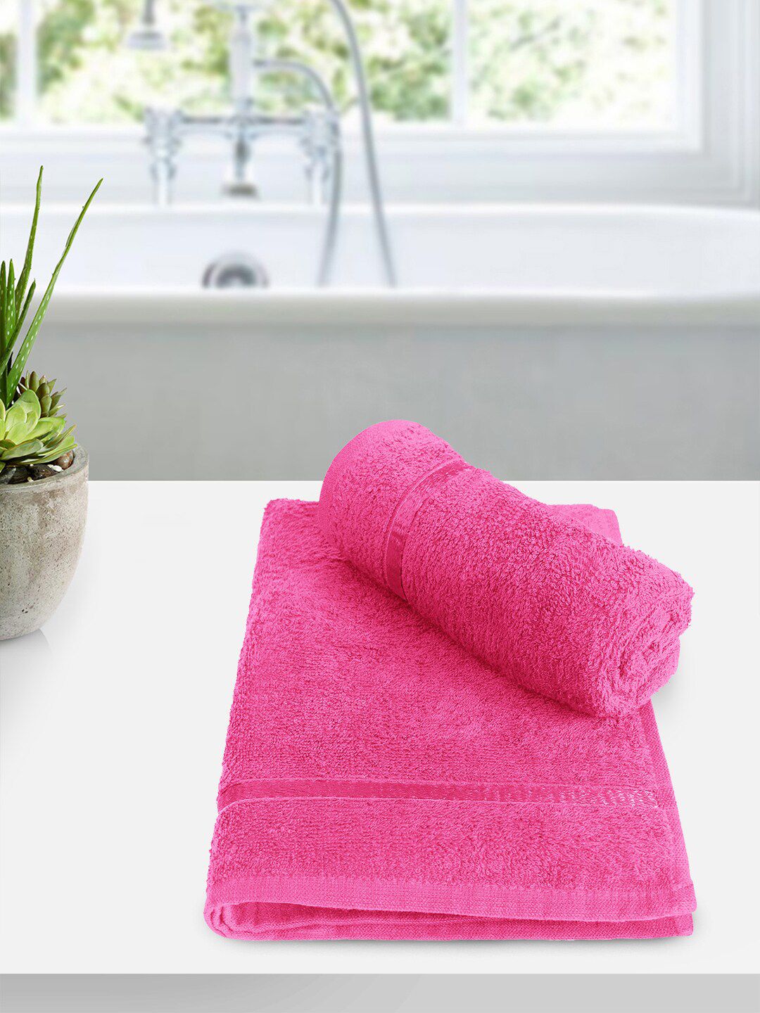 Story@home Set Of 2 Pink Solid Pure Cotton 450 GSM Hand Towels Price in India