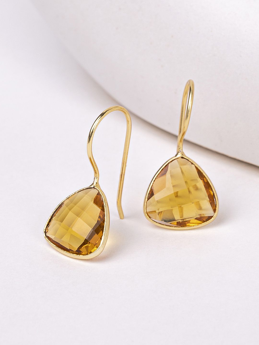 Mikoto by FableStreet Gold-Plated Citrine Quartz Drop Earrings Price in India