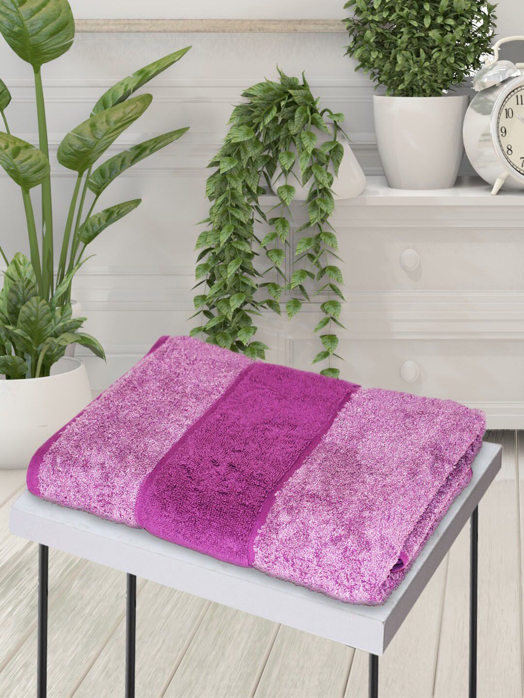 BIANCA Lavender-Coloured Solid 500 GSM Pure Cotton Bath Towel Price in India