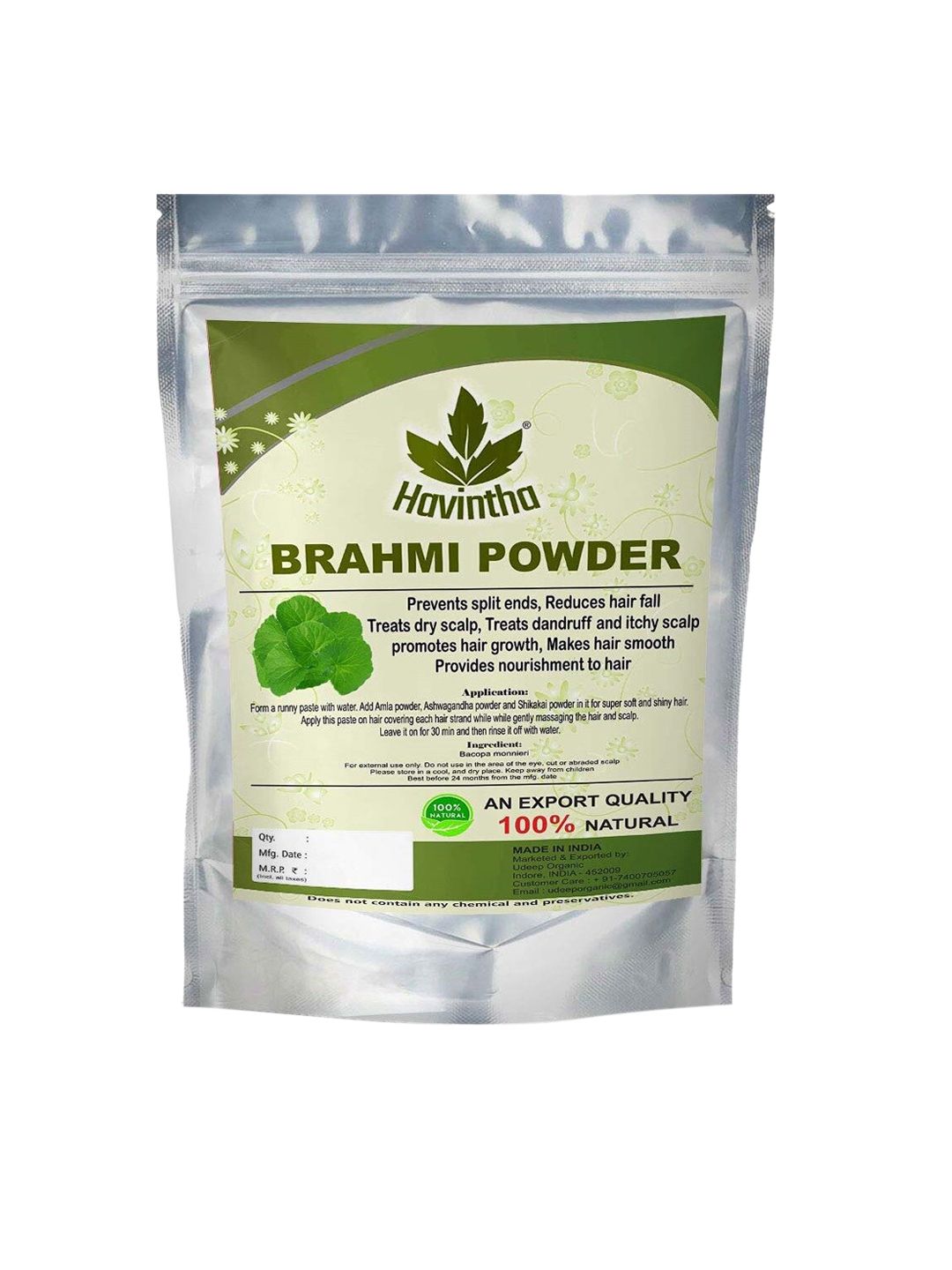 Havintha Natural Brahmi Powder For Hair Growth & Scalp Treatment - 227 g Price in India