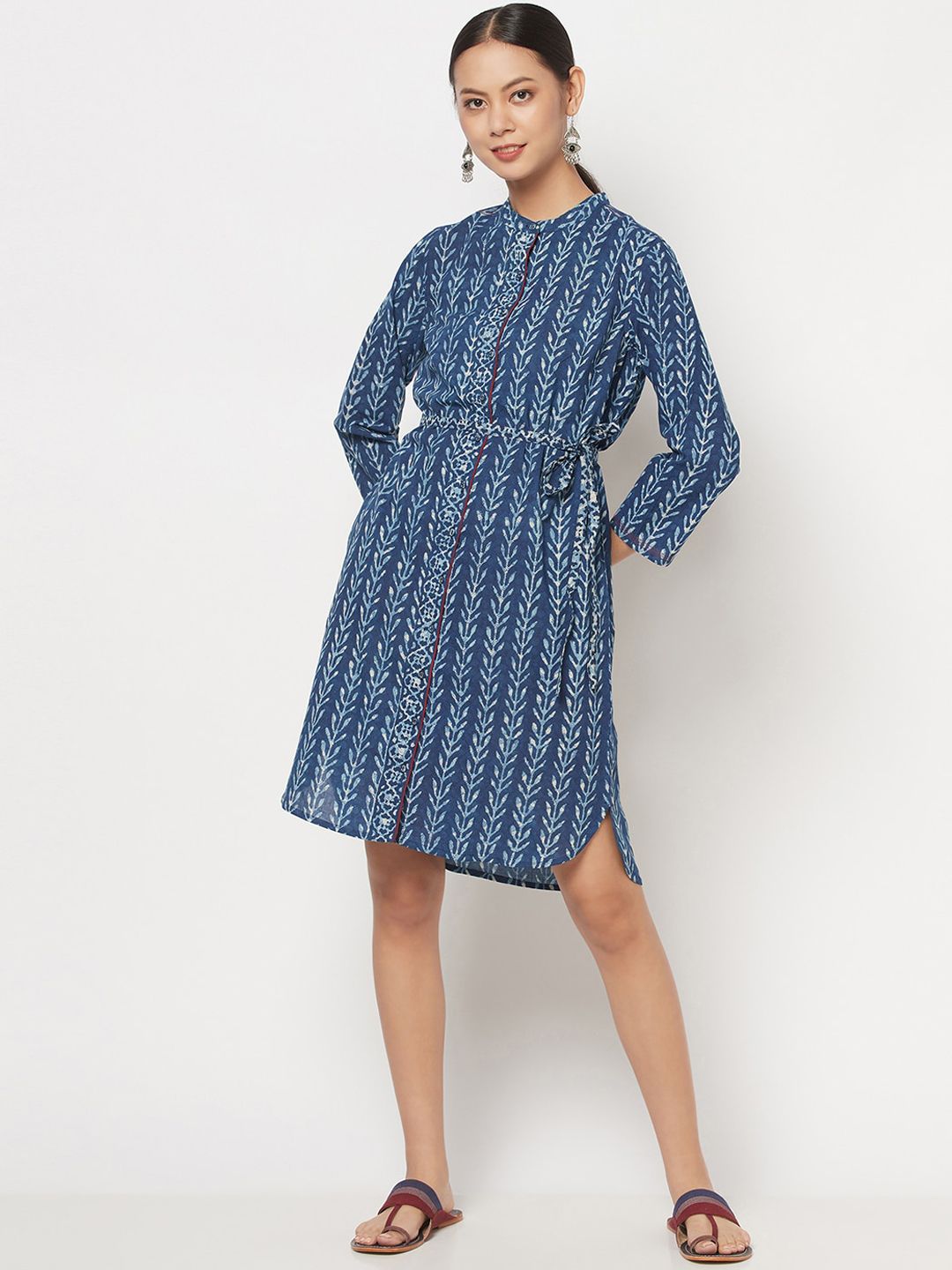 Fabindia Blue A-Line Dress Price in India