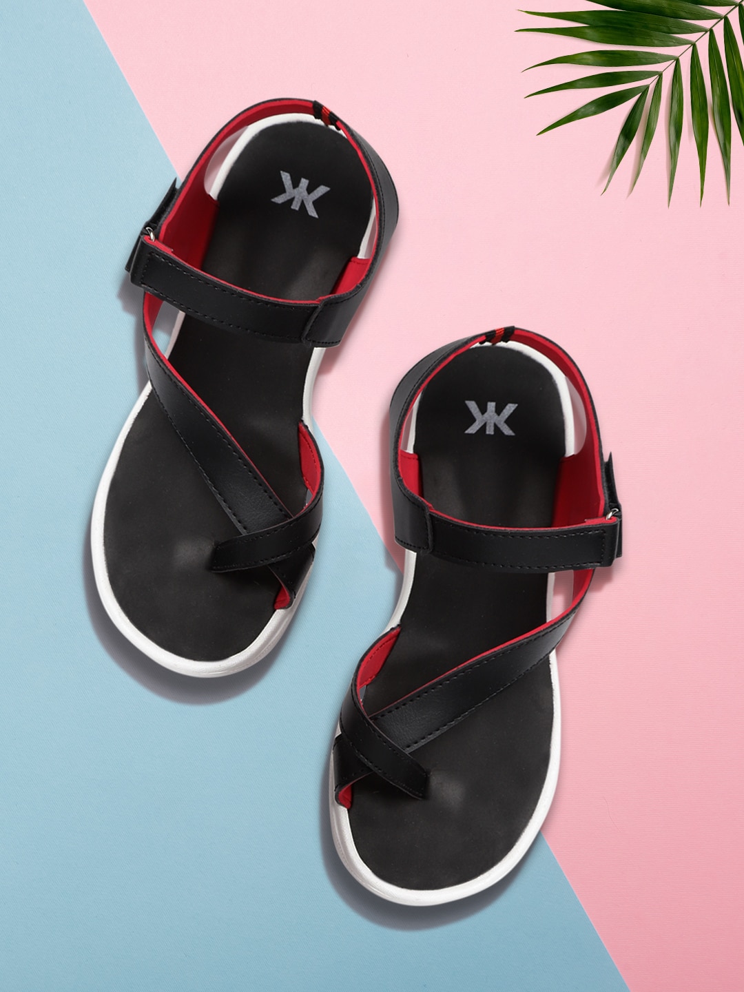 Kook N Keech Women Black Solid One Toe Sports Sandals Price in India