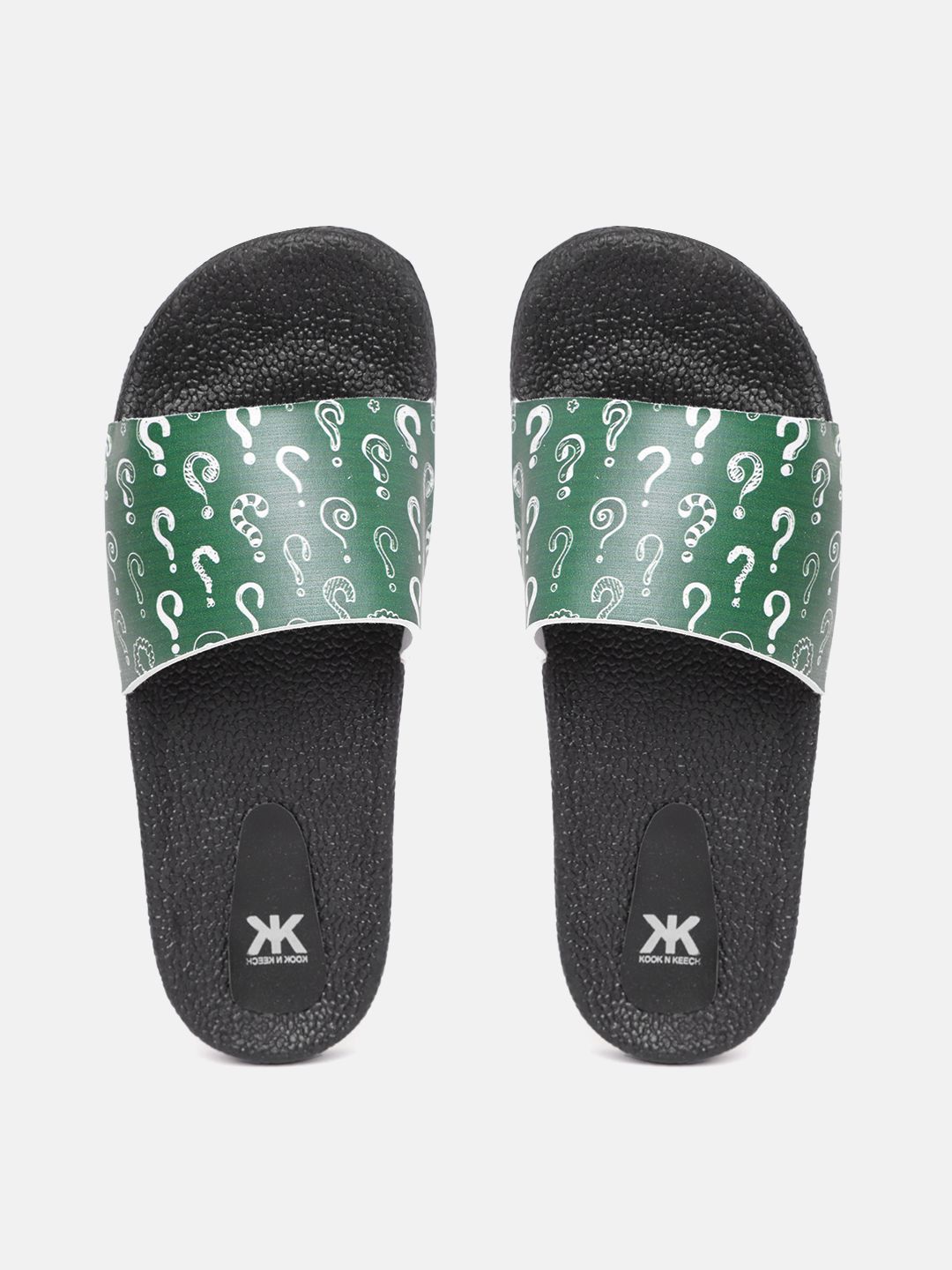 Kook N Keech Women Green & White Printed Sliders Price in India