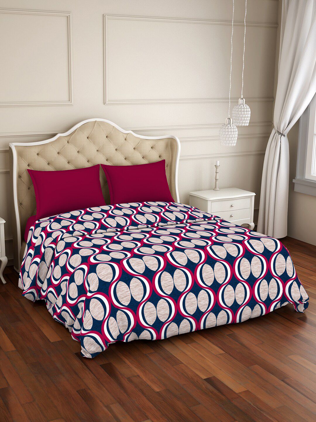 Welspun Pink & Blue Microfiber AC Room 120 GSM Double Bed Quilt Price in India