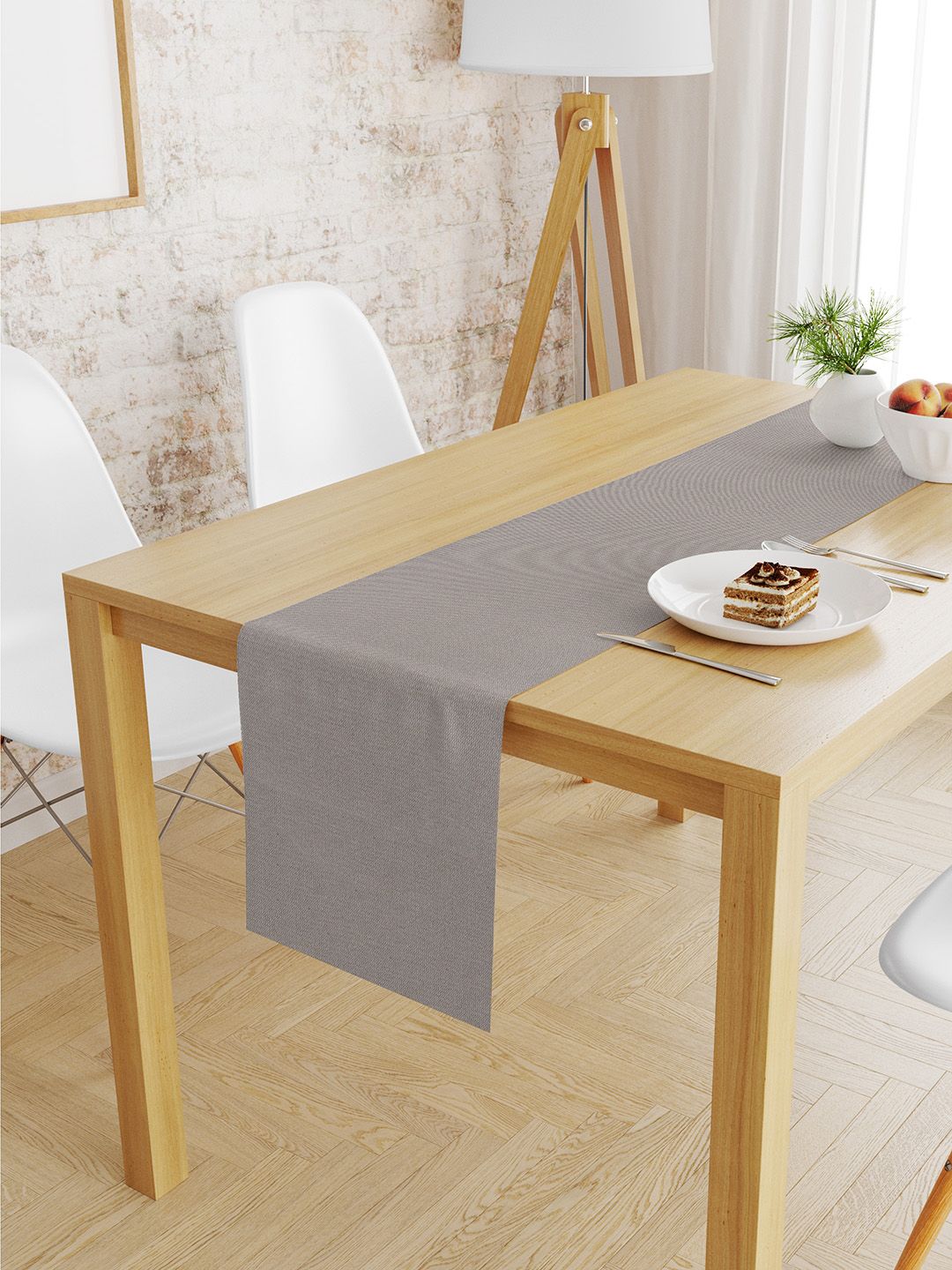 S9home by Seasons Grey Solid 6-Seater Table Runner Price in India