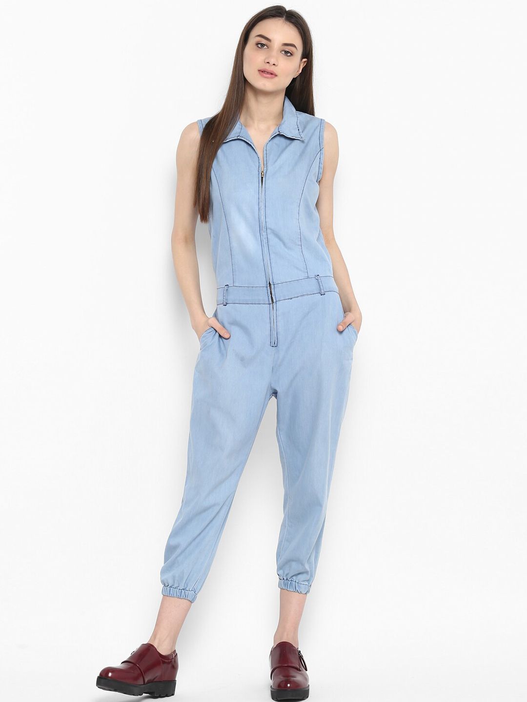 StyleStone Blue Denim Basic Jumpsuit Price in India