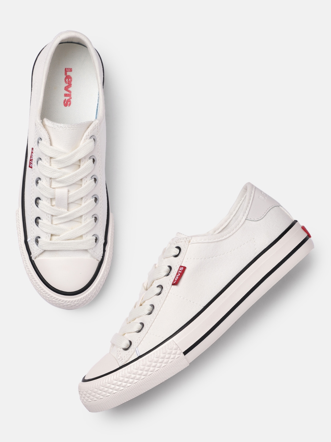 Levis Women White Solid Regular Canvas Sneakers Price in India