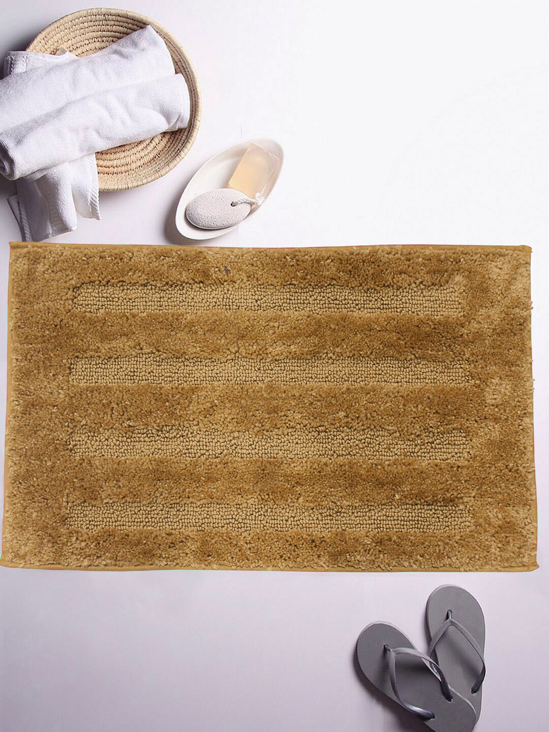 LUXEHOME INTERNATIONAL Yellow Solid 1780 GSM Bath Rug Price in India