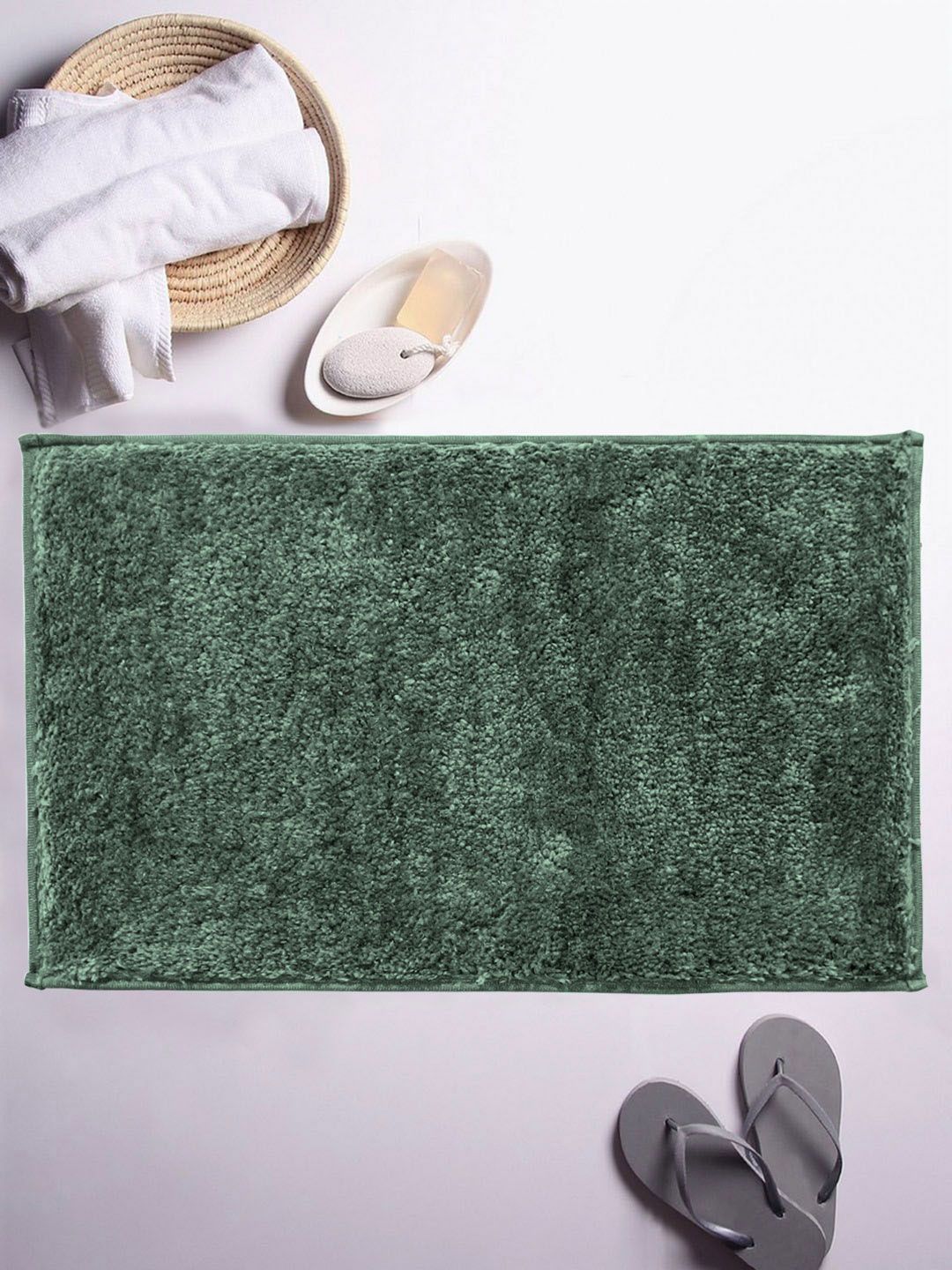 LUXEHOME INTERNATIONAL Green Solid Bath Rugs Price in India