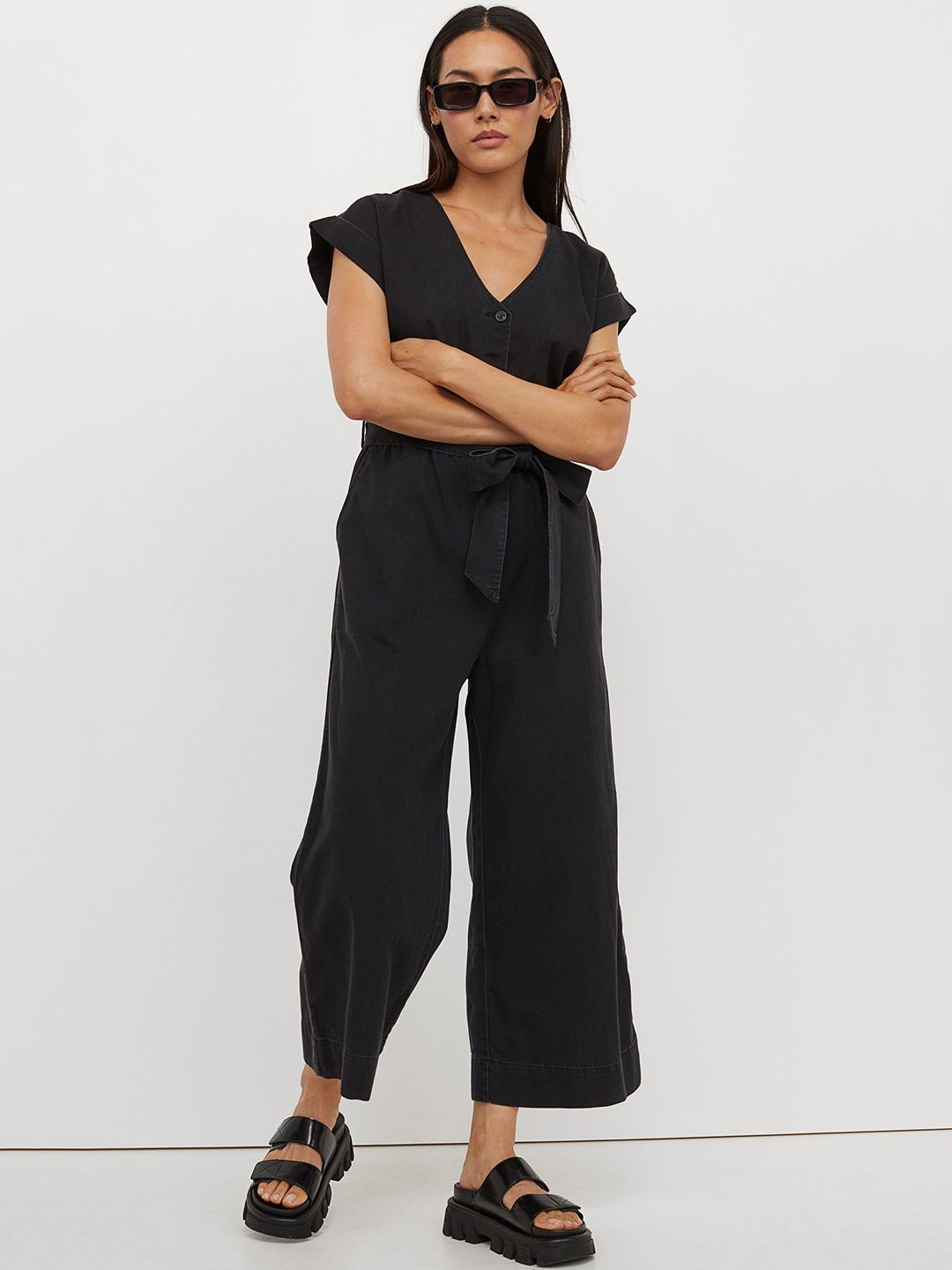 H&M Woman Black Lyocell jumpsuit Price in India