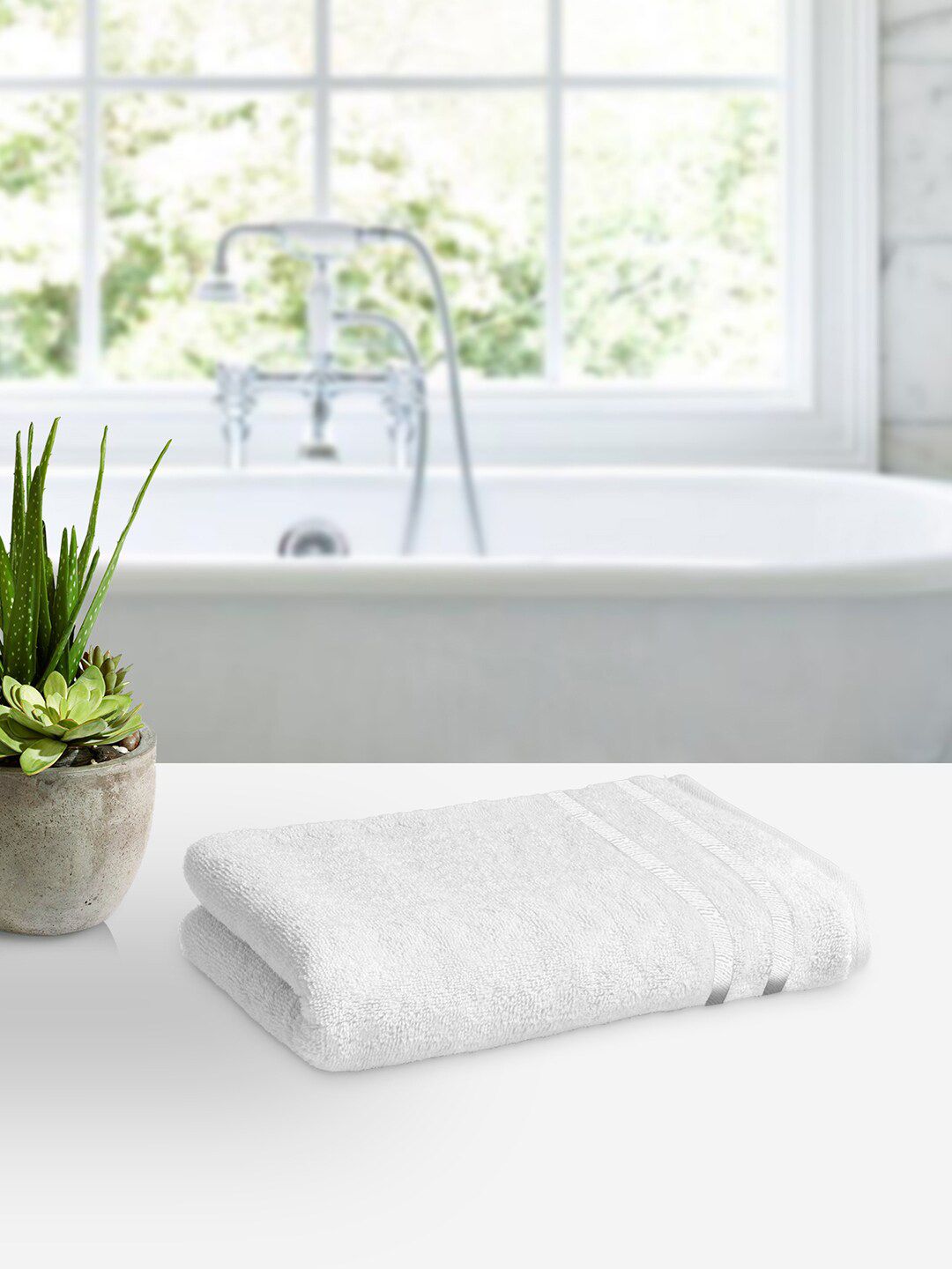 Story@home White Solid 450GSM Pure Cotton Medium Size Bath Towel