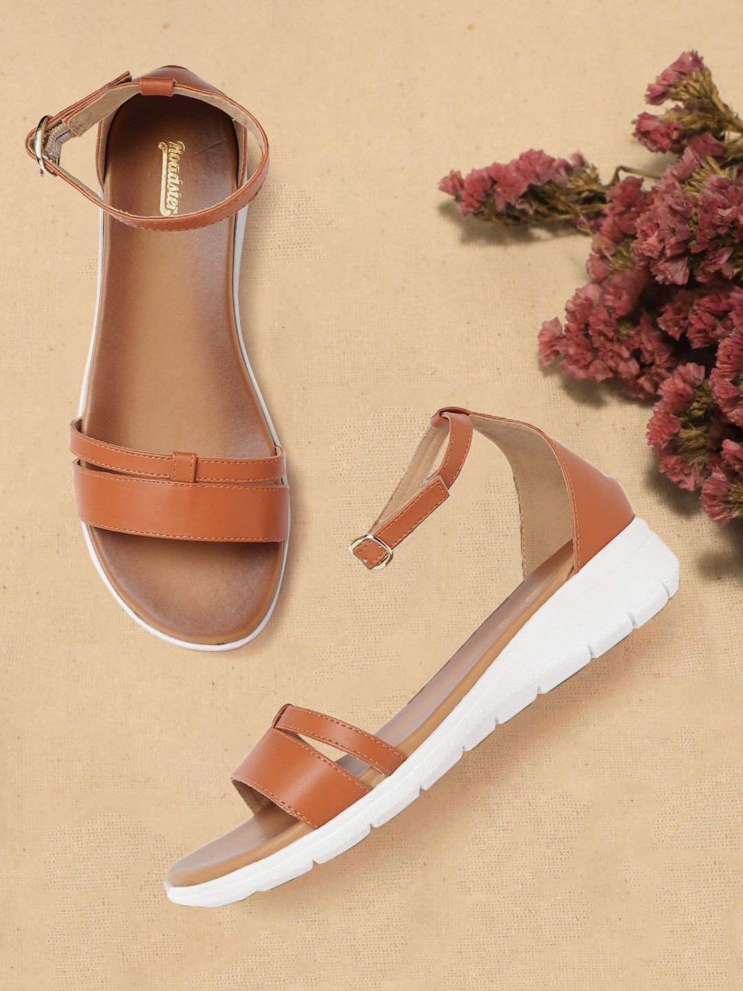 The Roadster Lifestyle Co Women Tan Brown Solid Mid-Top Open Toe Flats Price in India