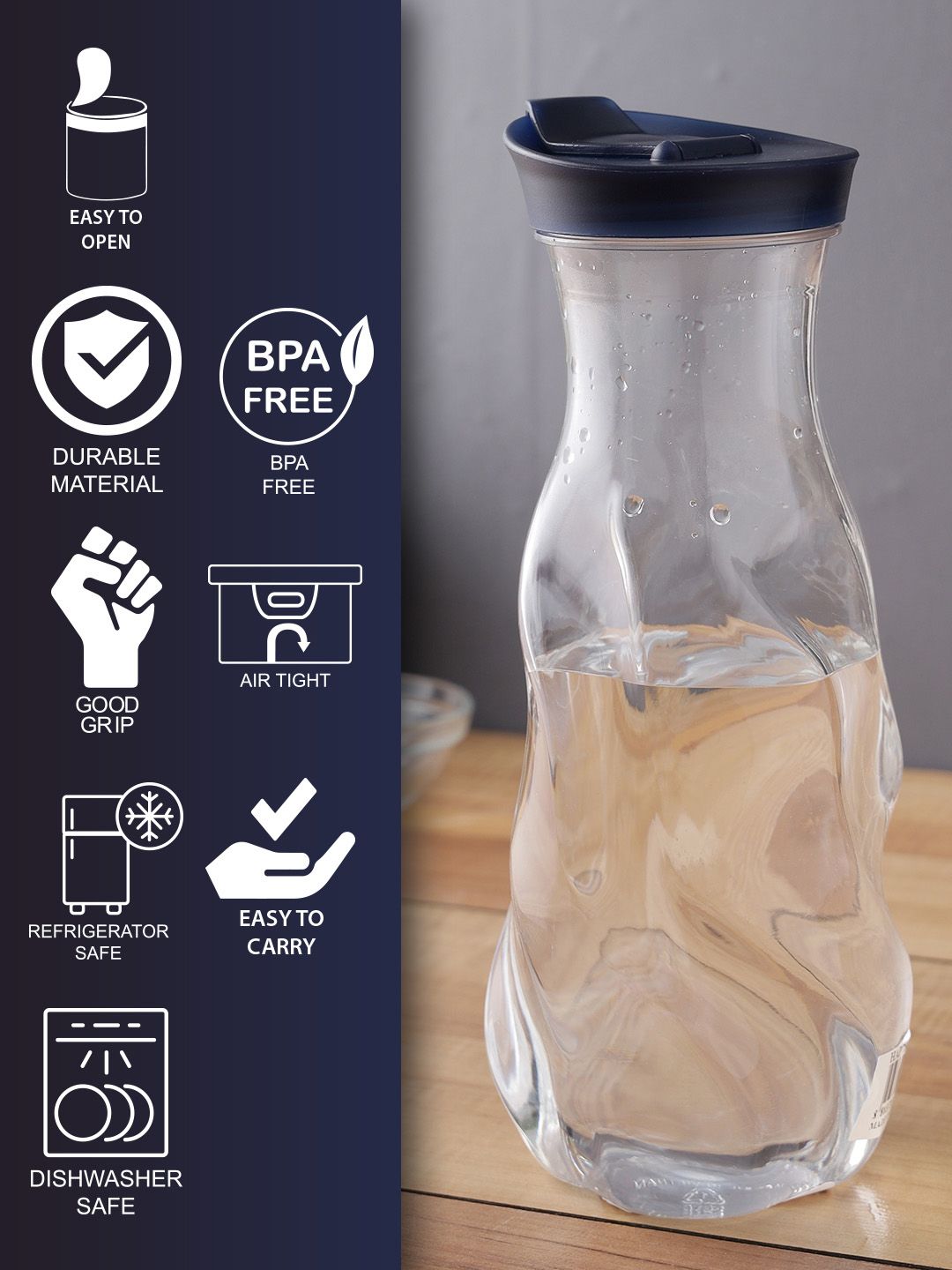Lock & Lock Transparent & Blue Solid Water Bottle 800 ML Price in India