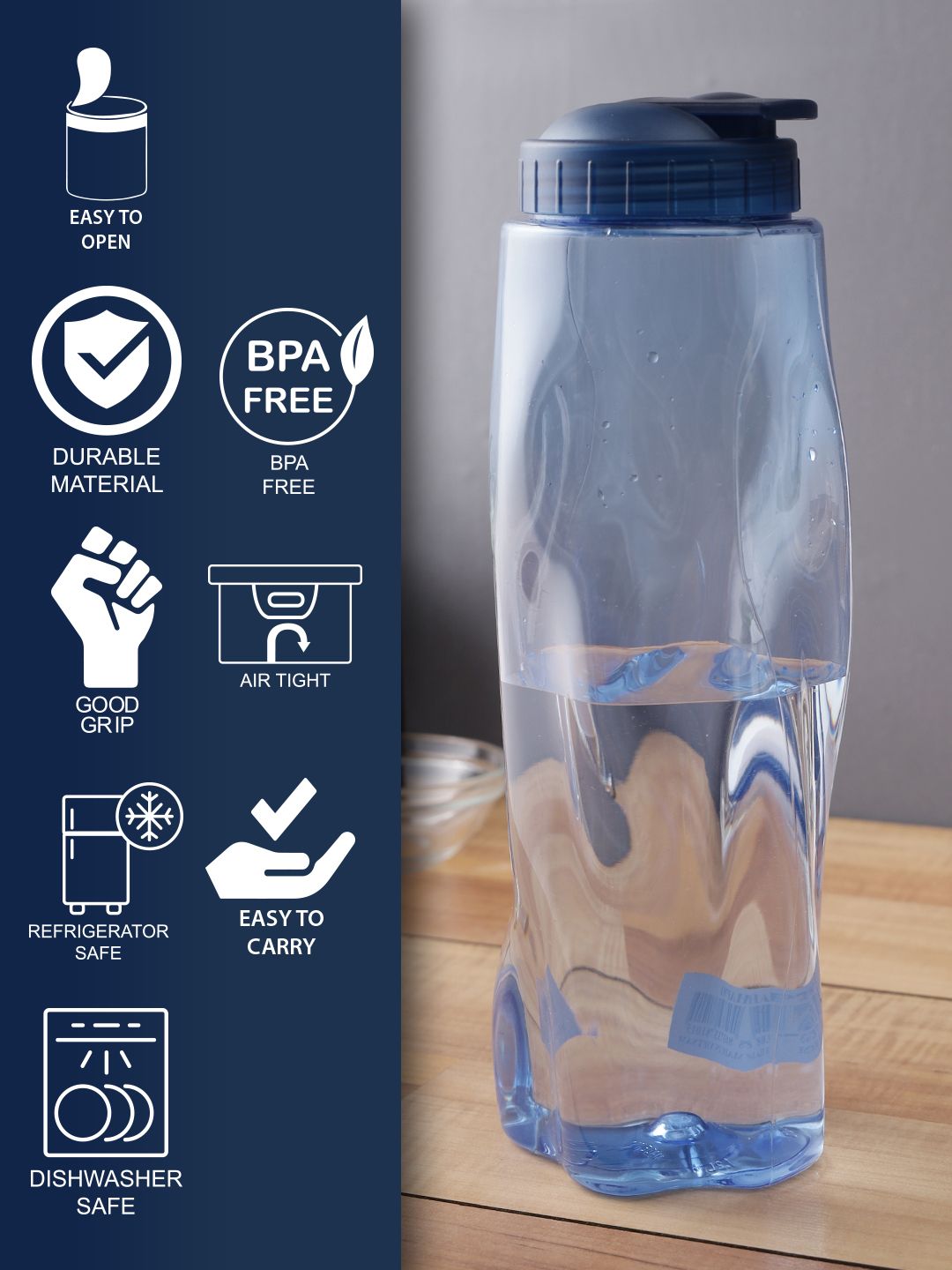 Lock & Lock Transparent & Blue Printed Water Bottle 1.2 Liter Price in India