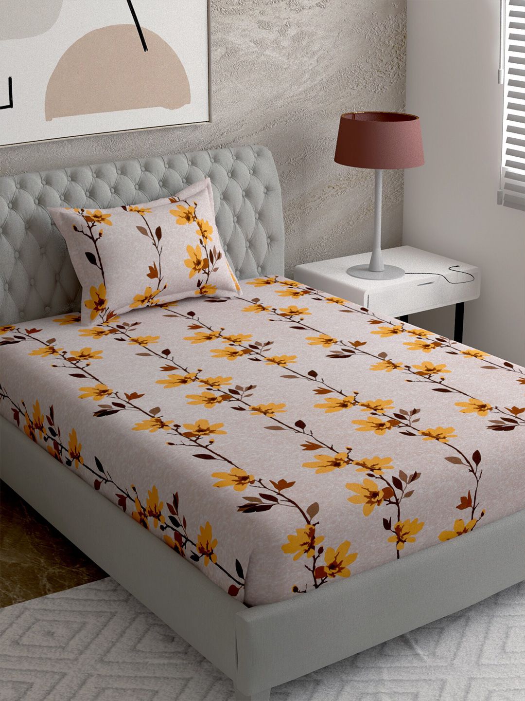 EverHOME Multi Printed 144 TC Single Bedsheet with 1 Pillow Covers Price in India