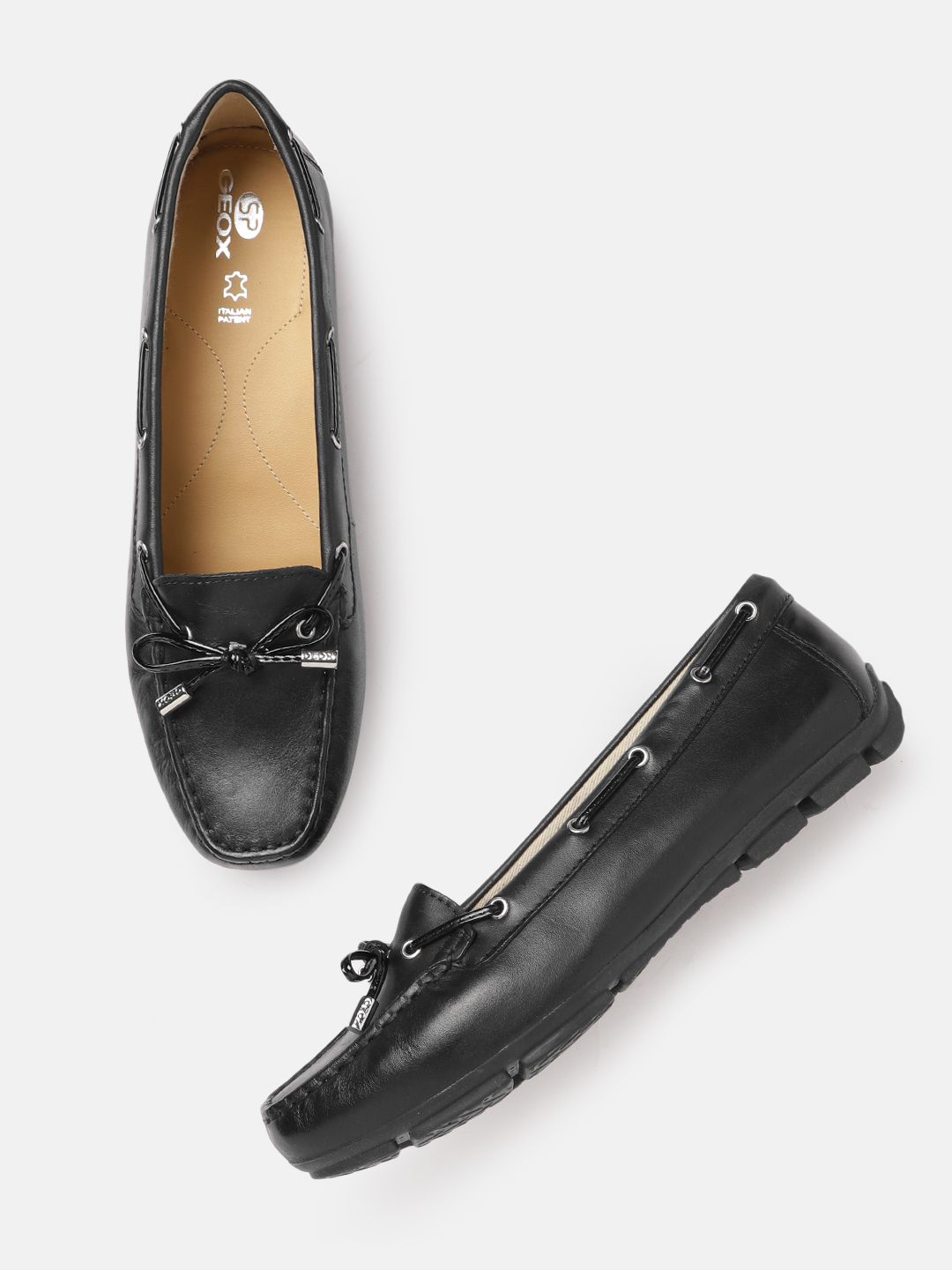 Geox Women Black Leather Loafers Price in India