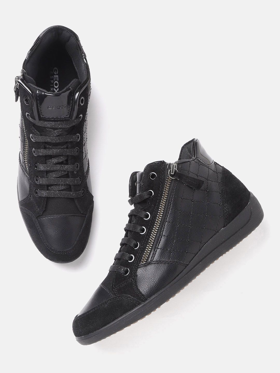 Geox Women Black Leather Sneakers Price in India