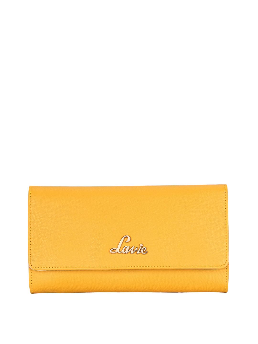 Lavie Women Yellow Textured Zip Detail PU Three Fold Wallet Price in India