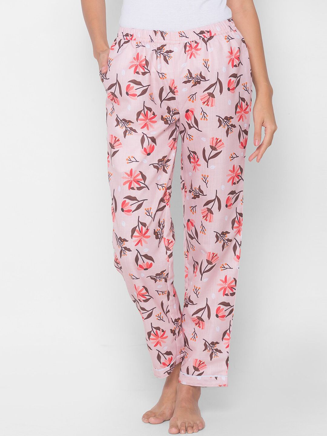 FashionRack Women Pink Floral Printed Lounge Pants Price in India