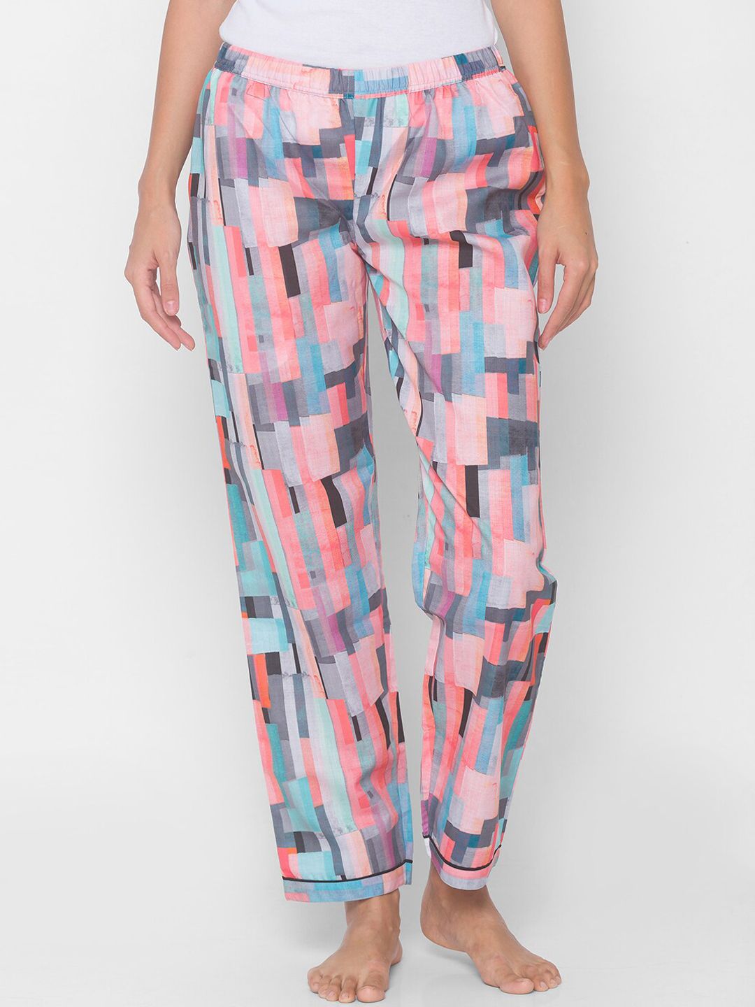 FashionRack Women Multicoloured Abstract Printed Lounge Pants Price in India