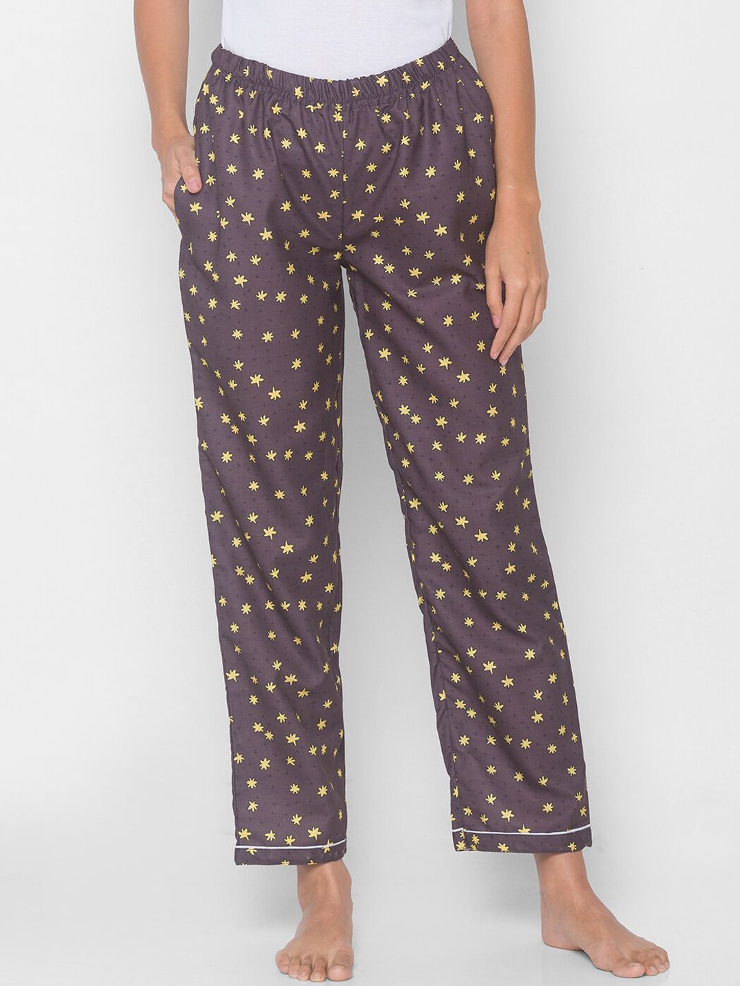 FashionRack Women Brown Star Printed Lounge Pants Price in India