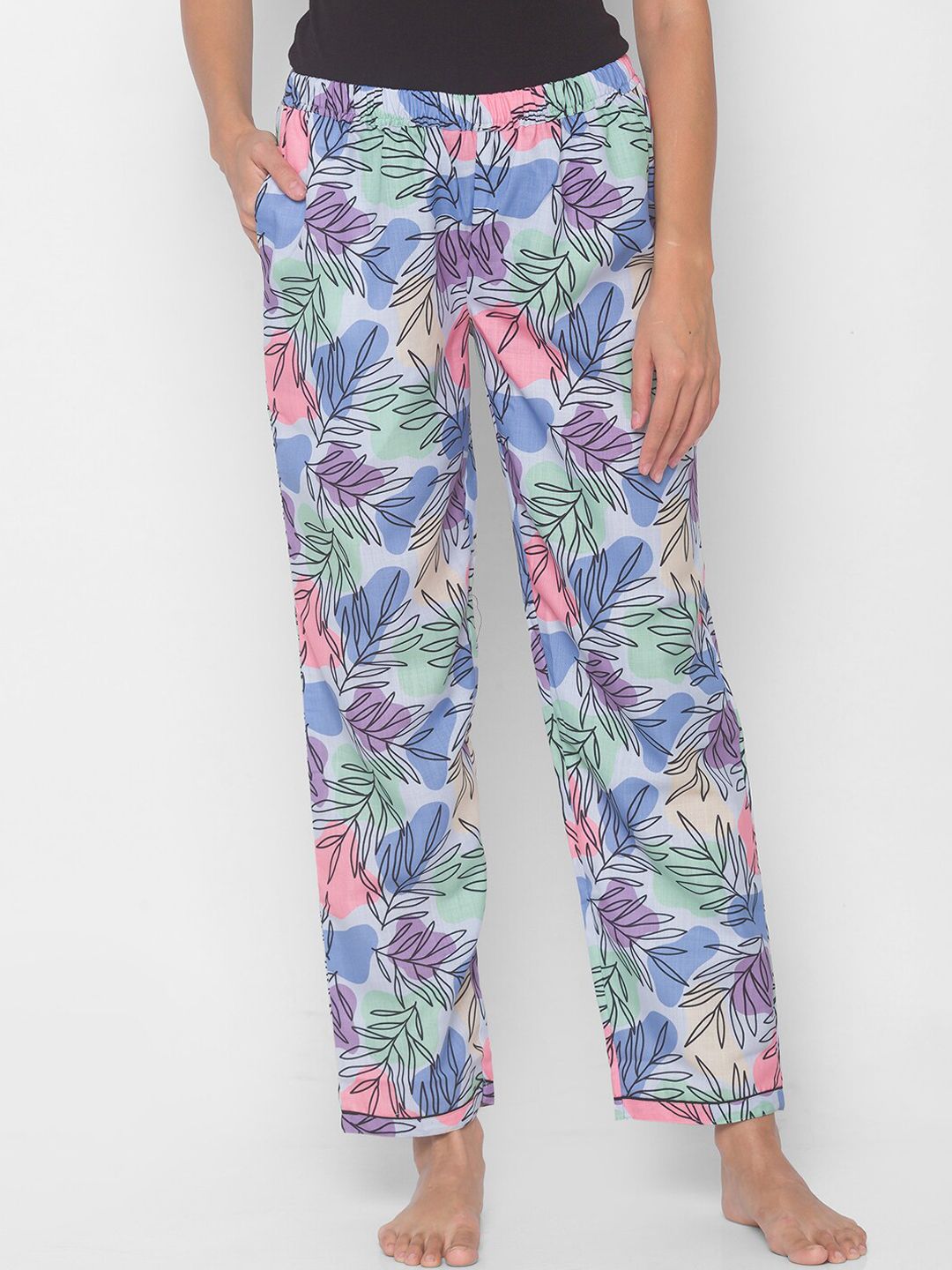 FashionRack Women Blue Printed Lounge Pants Price in India