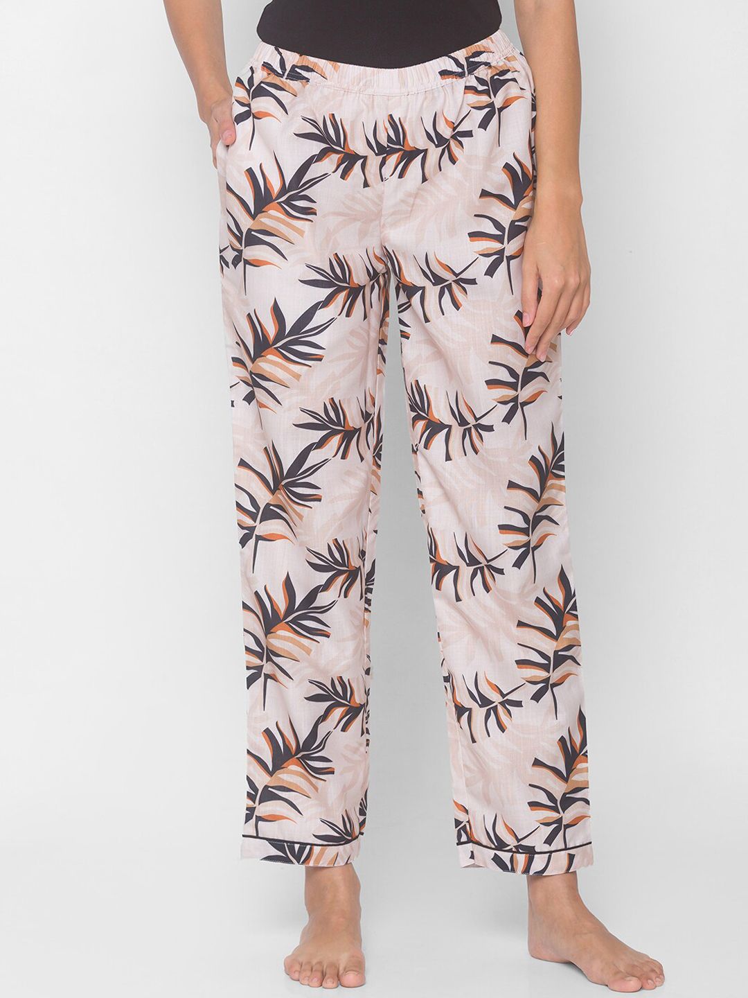 FashionRack Women Beige Printed Lounge Pants Price in India