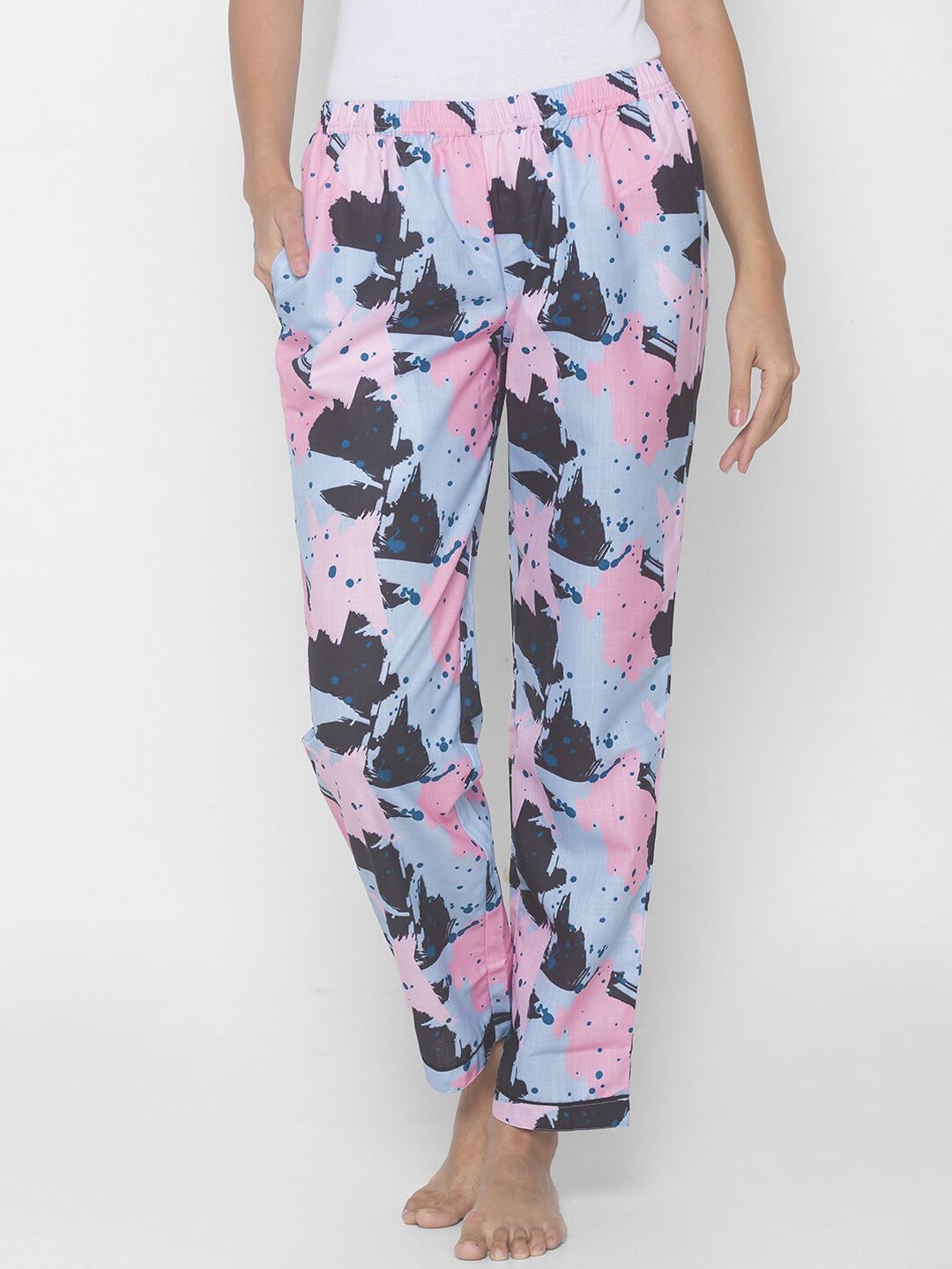 FashionRack Women Blue Abstract Printed Lounge Pants Price in India