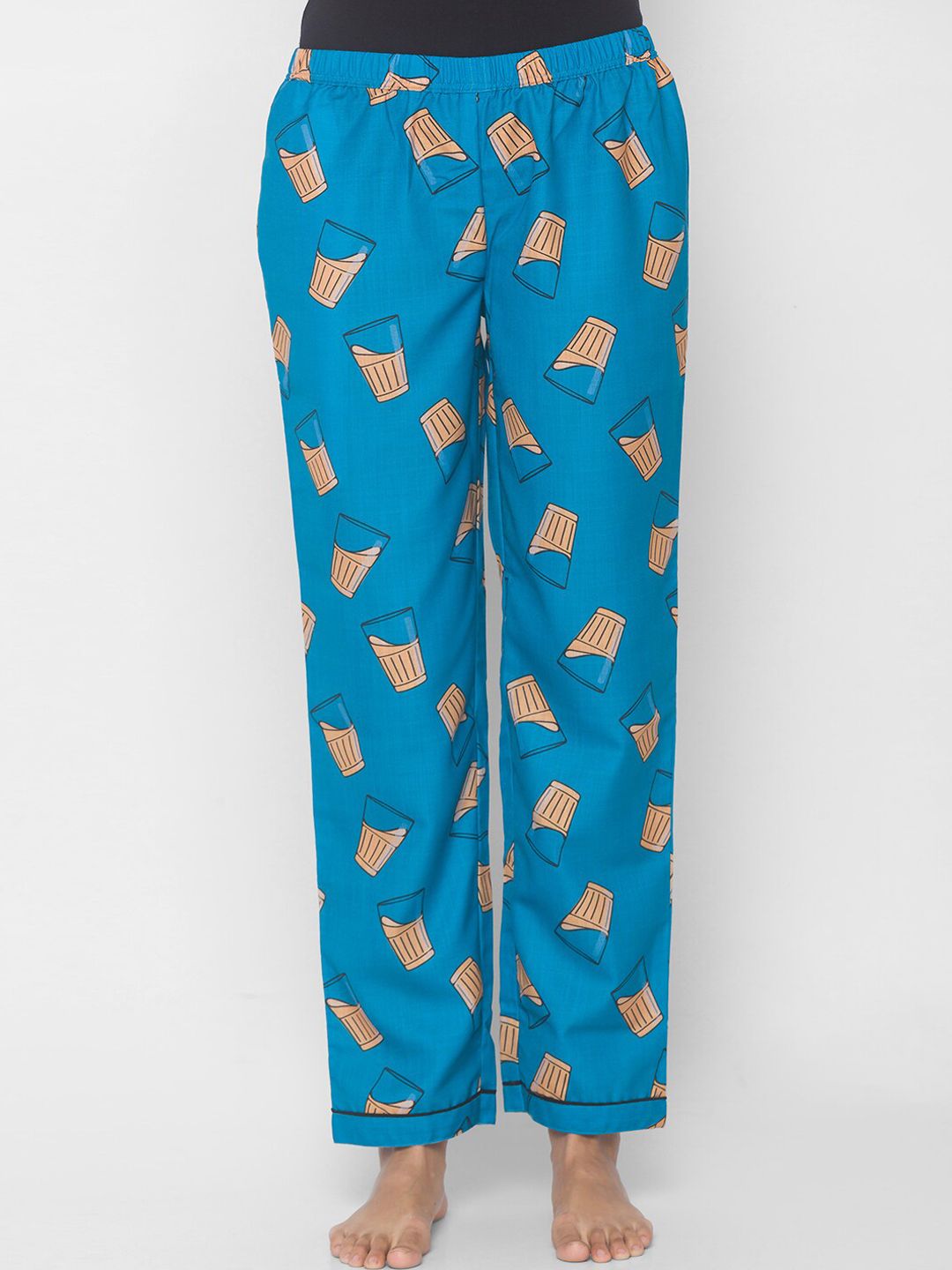 FashionRack Women Blue Printed Lounge Pants Price in India