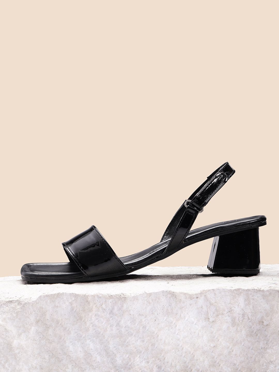 her by invictus Black Patent Finish Block Heels Price in India