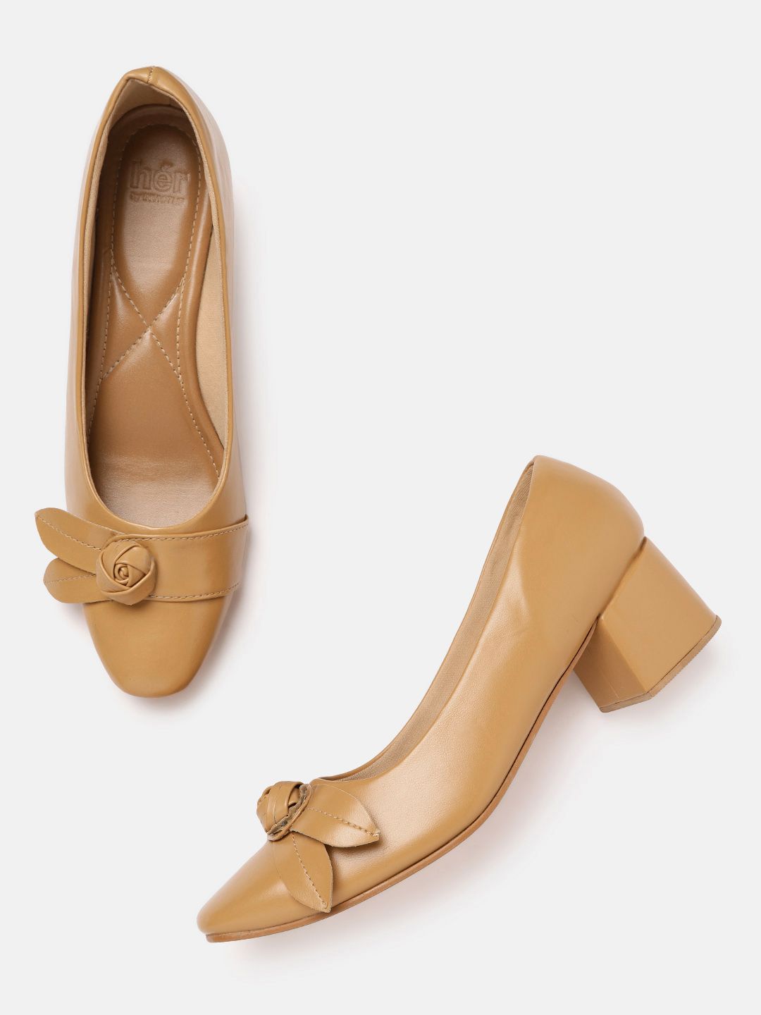 her by invictus Camel Brown Solid Pumps Price in India