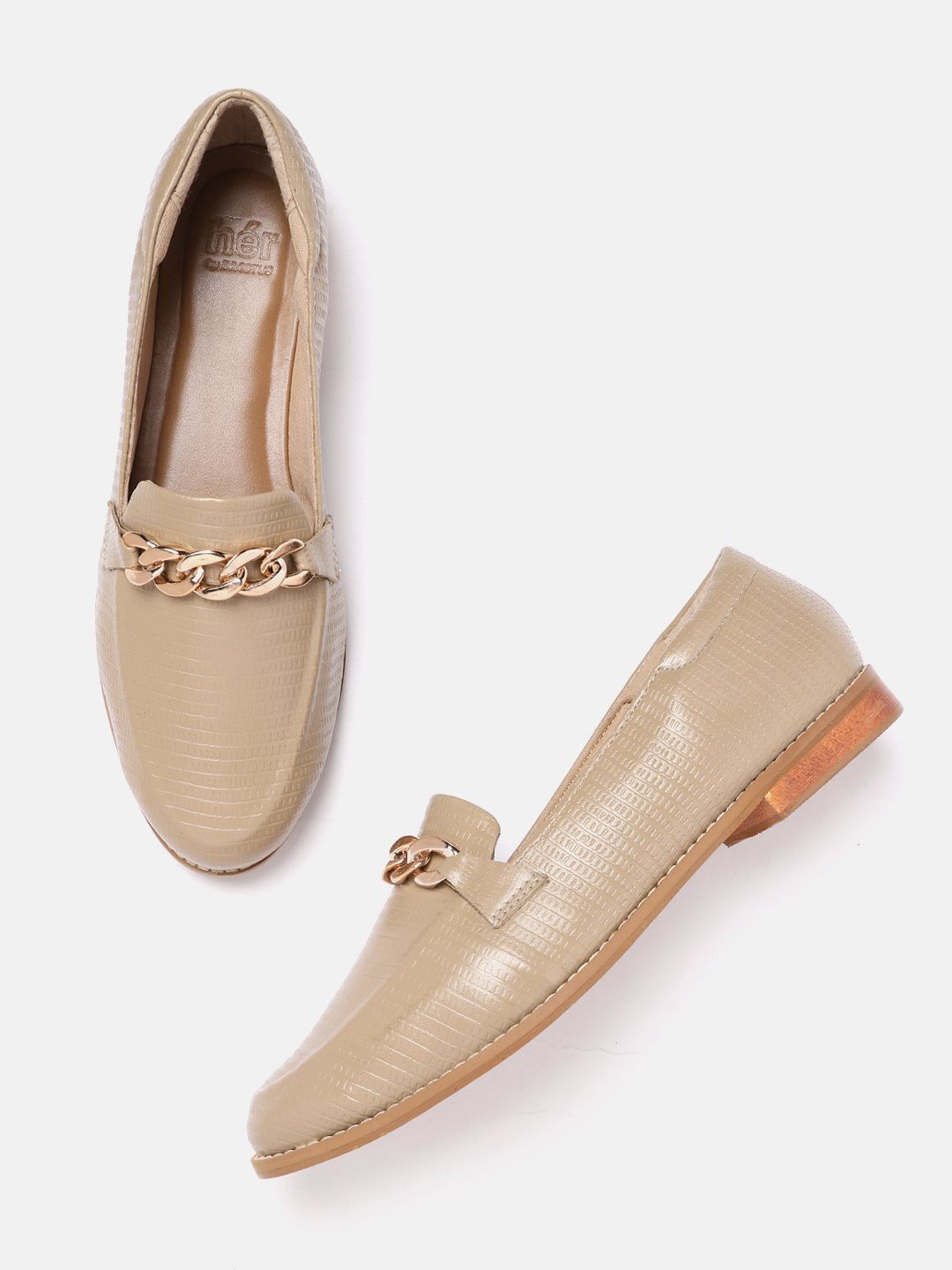 her by invictus Women Beige Textured Loafers Price in India