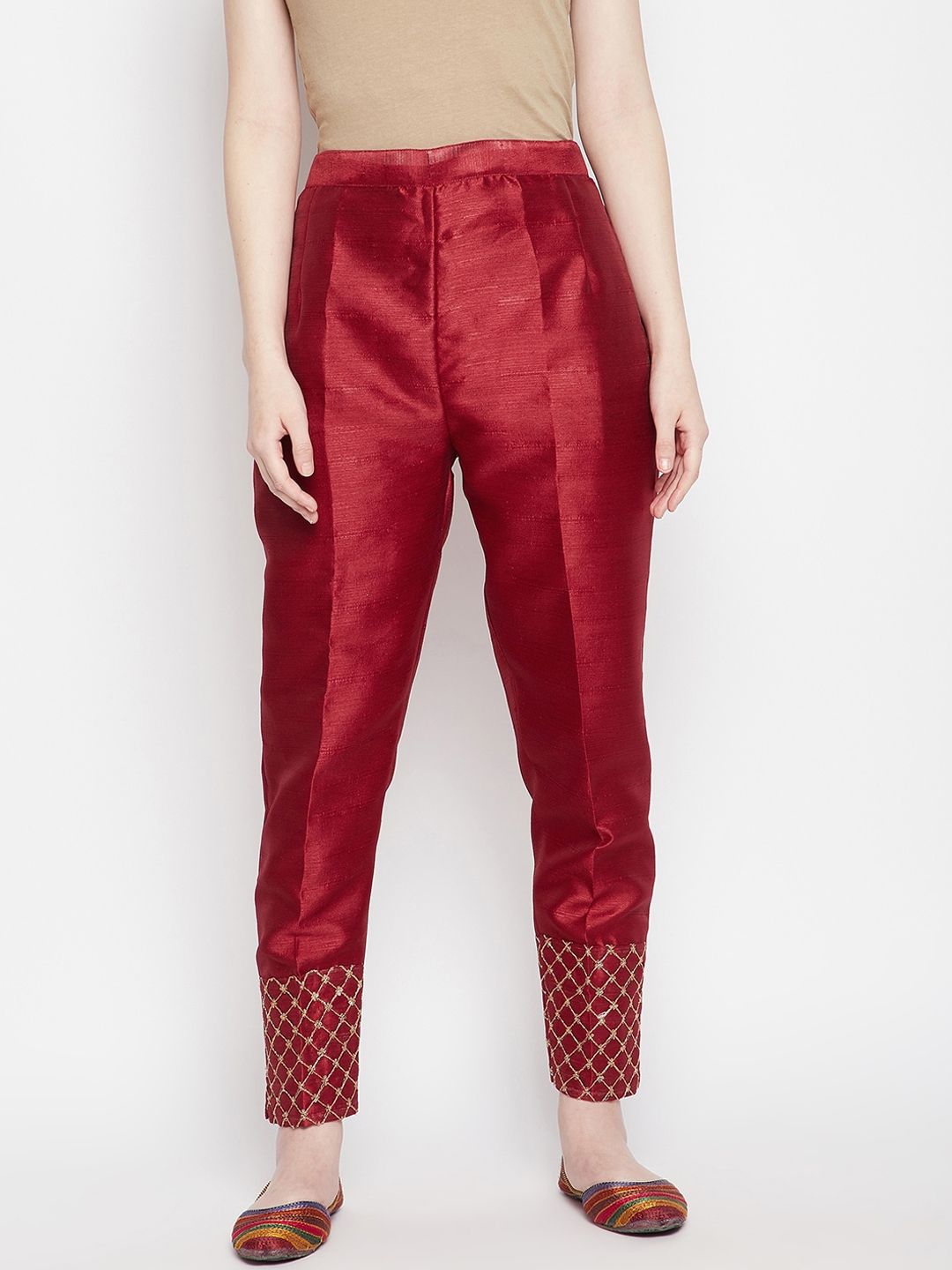 Clora Creation Women Maroon Easy Wash Trousers Price in India