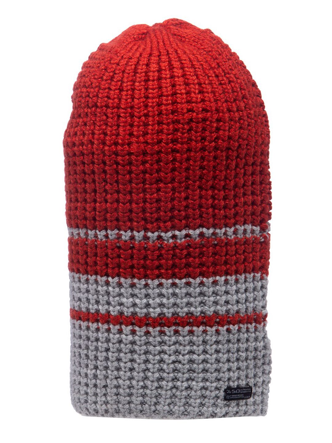 513 Women Red & Grey Colourblocked Beanie Price in India