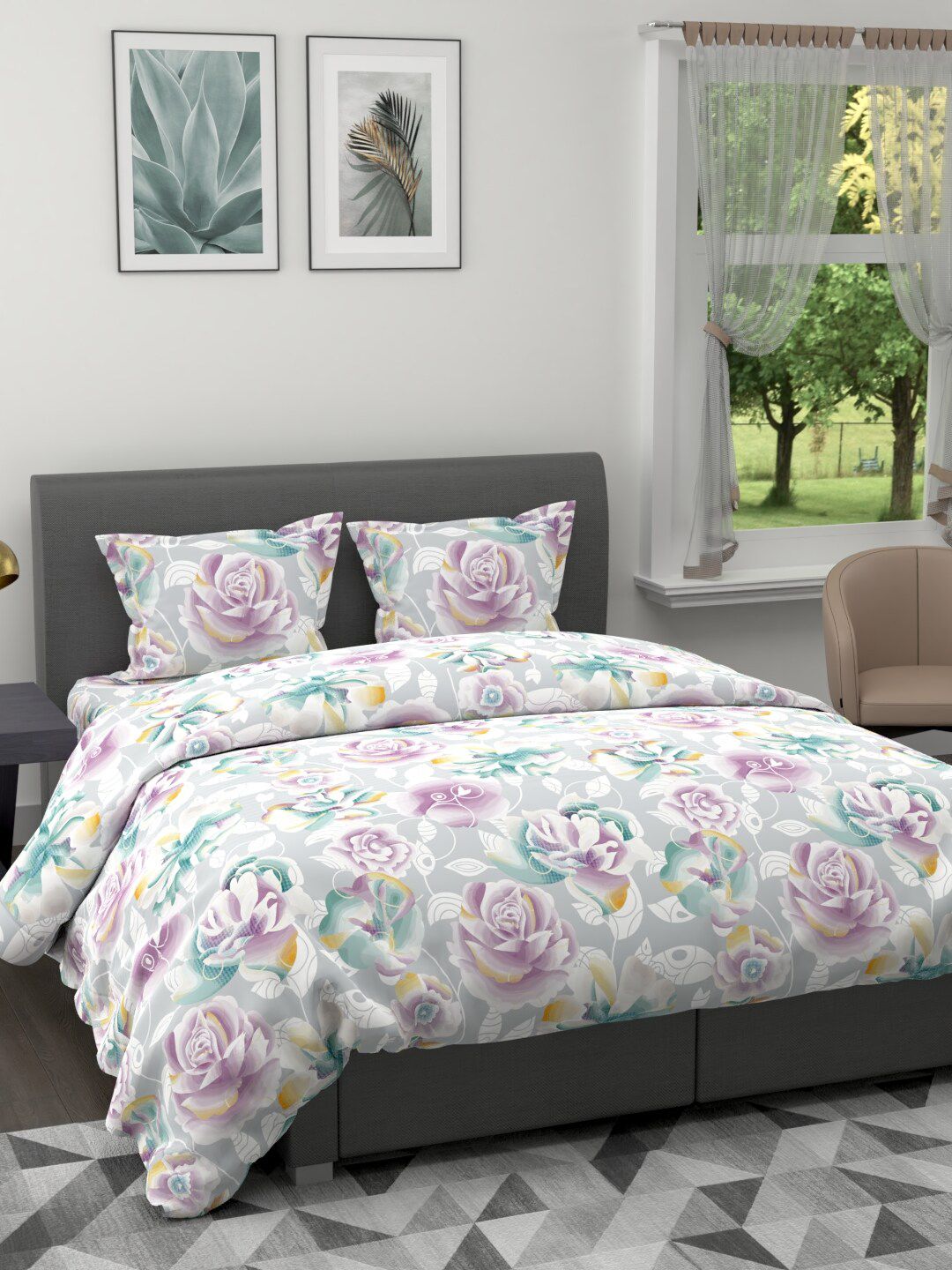BIANCA Unisex King-Size Floral Printed AC Comforter With Bedsheet & 2 Pillow Cover Set Price in India
