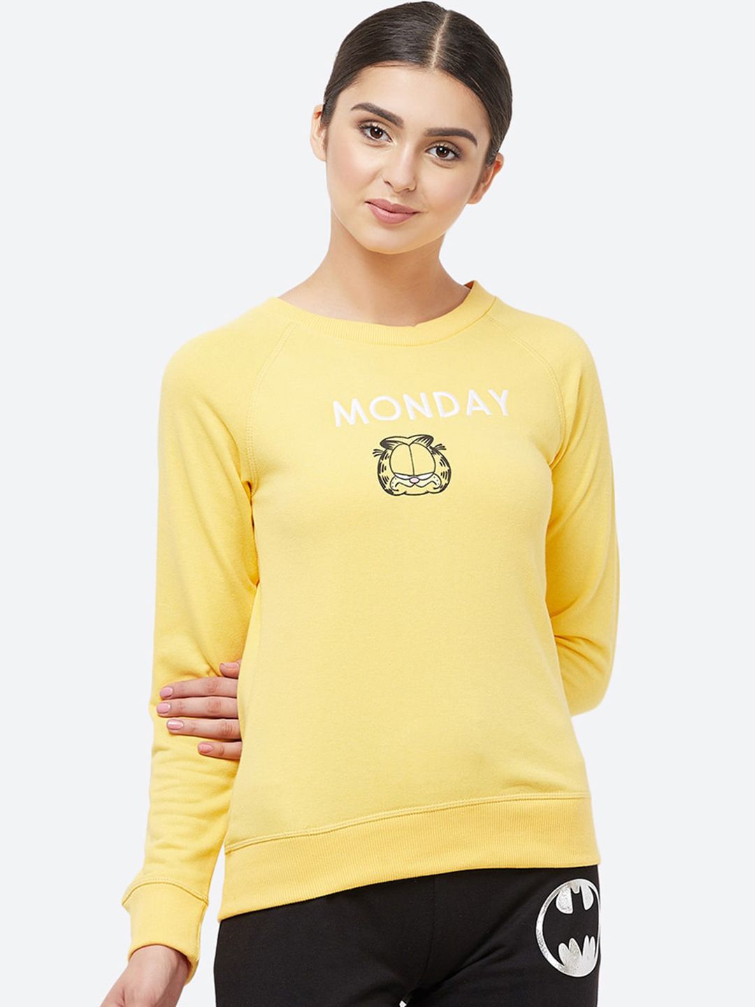 Free Authority Women Yellow Garfield Printed Sweatshirt Price in India