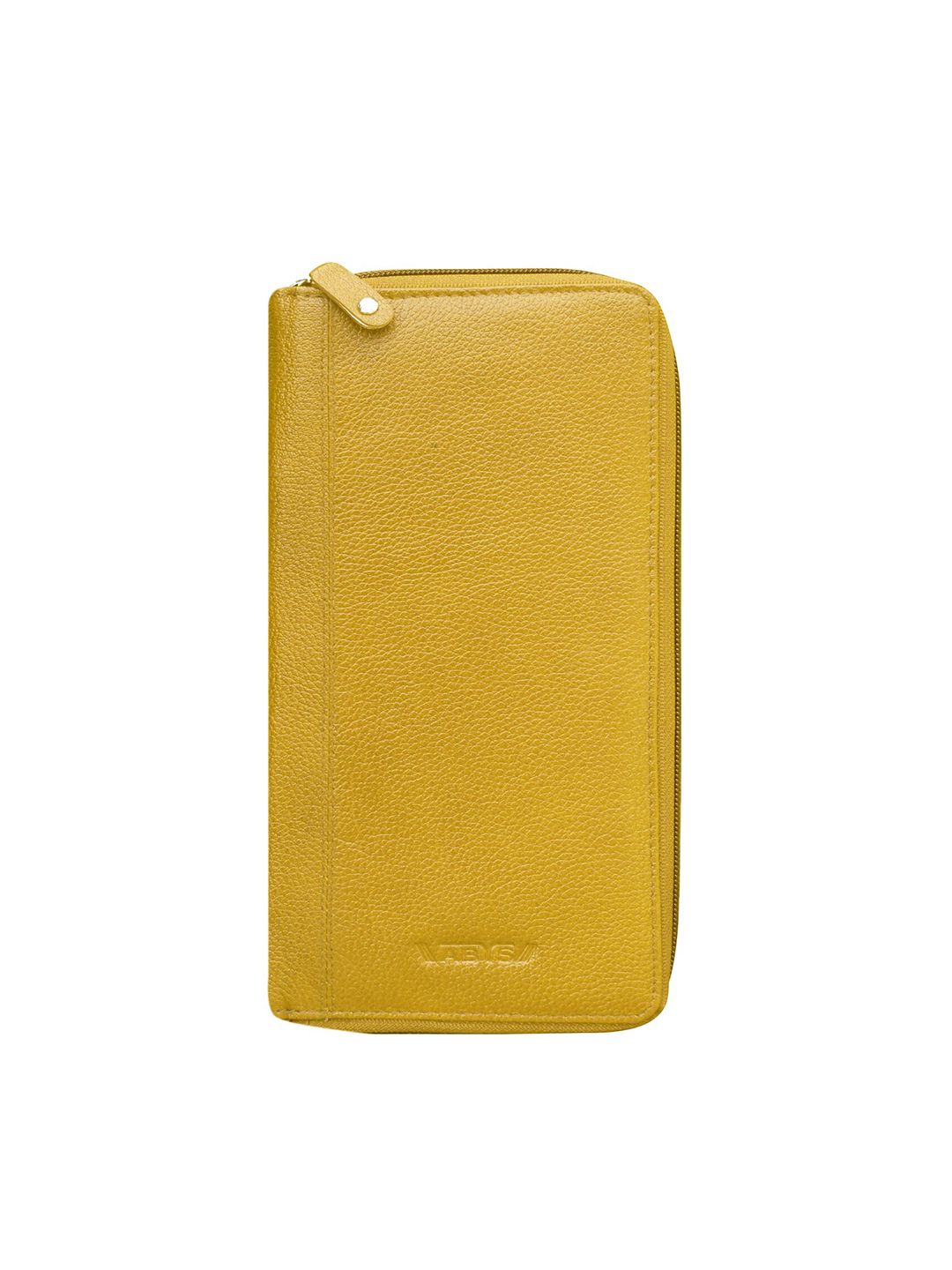 ABYS Unisex Yellow Leather Zip Around Wallet with Passport Holder Price in India