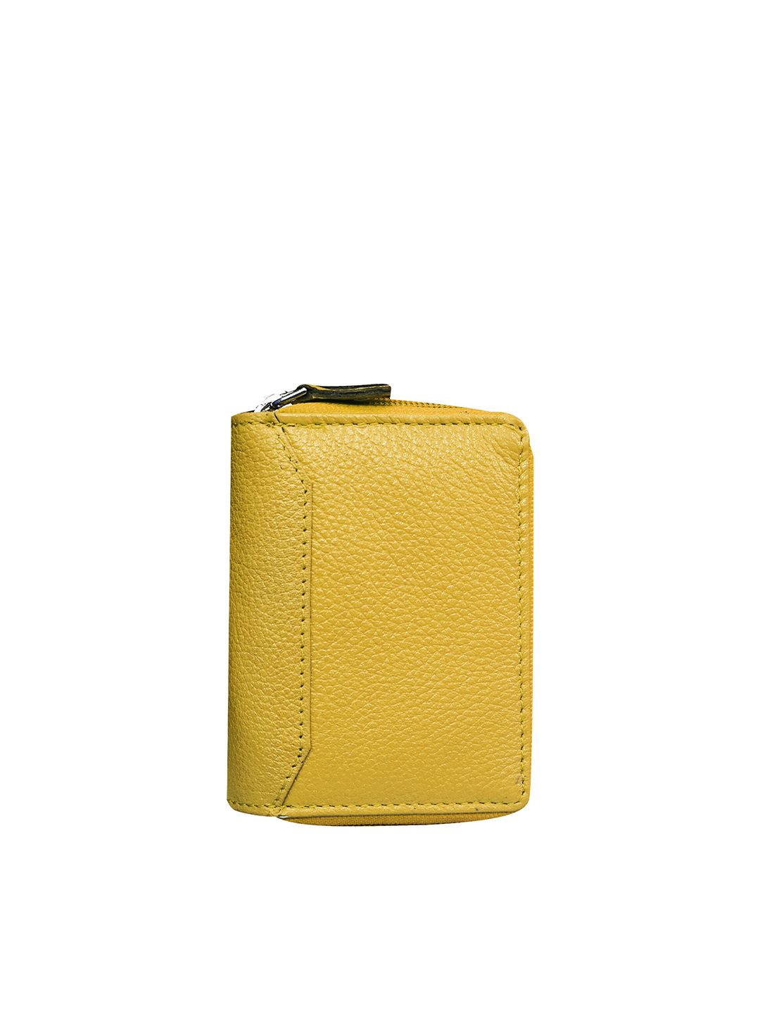 ABYS Unisex Yellow Textured Leather Zip Around Wallet Price in India