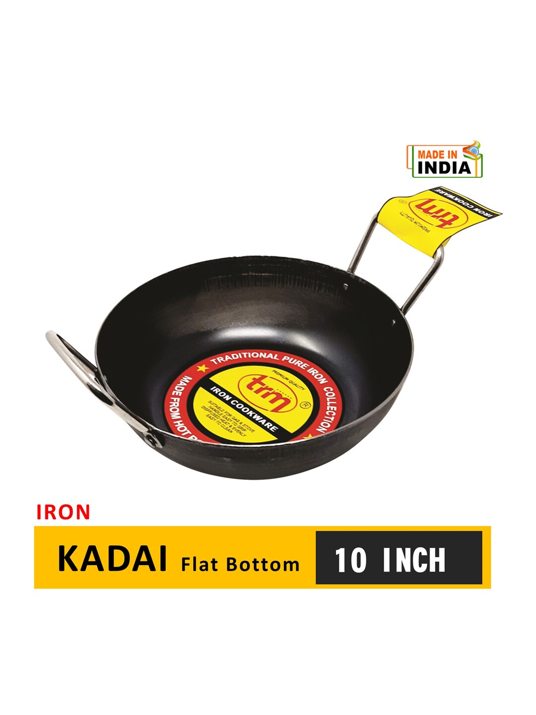 TRM Black Solid Pure Iron Kadhai Price in India