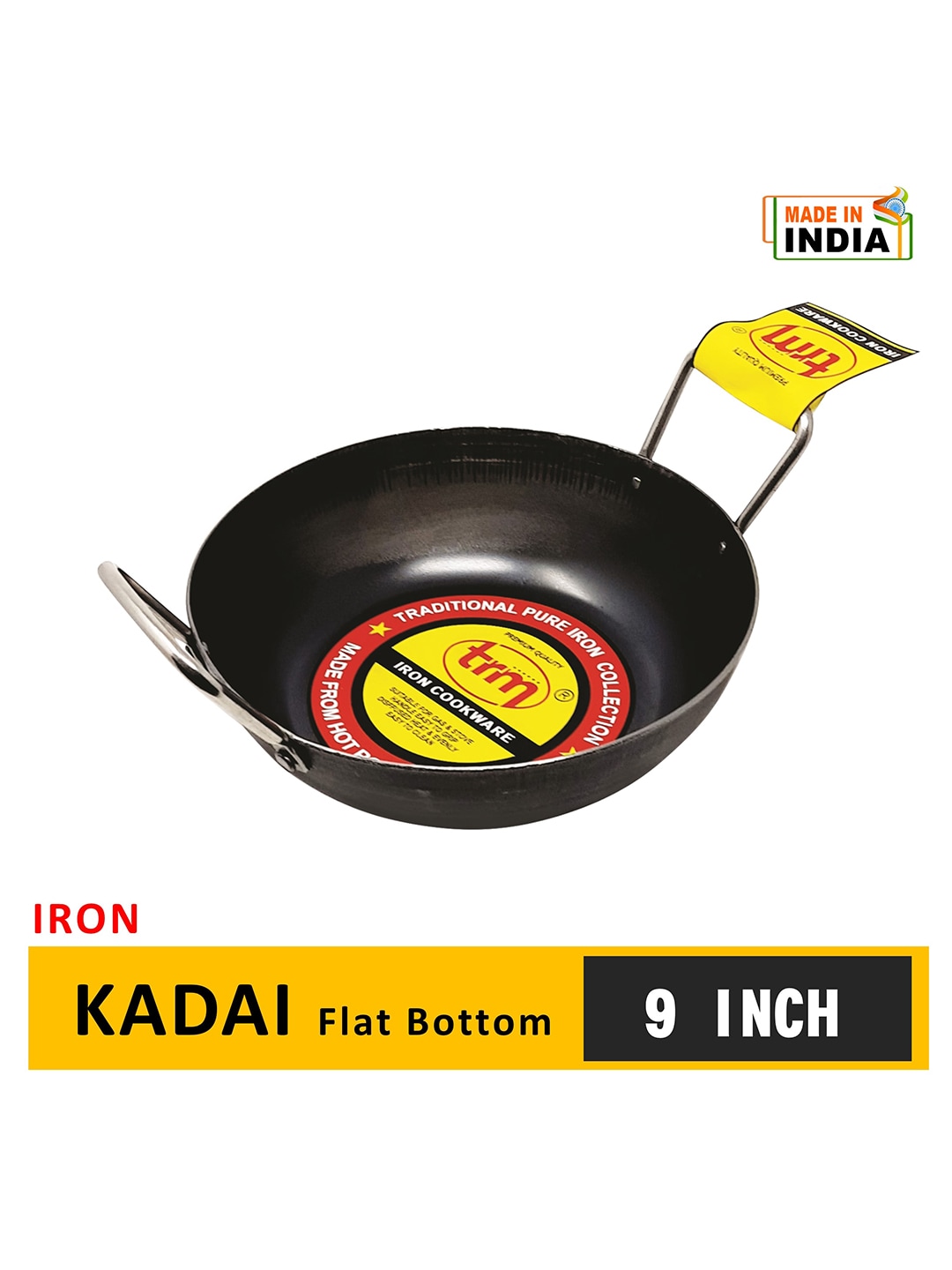 TRM Black Solid Iron Kadhai Price in India