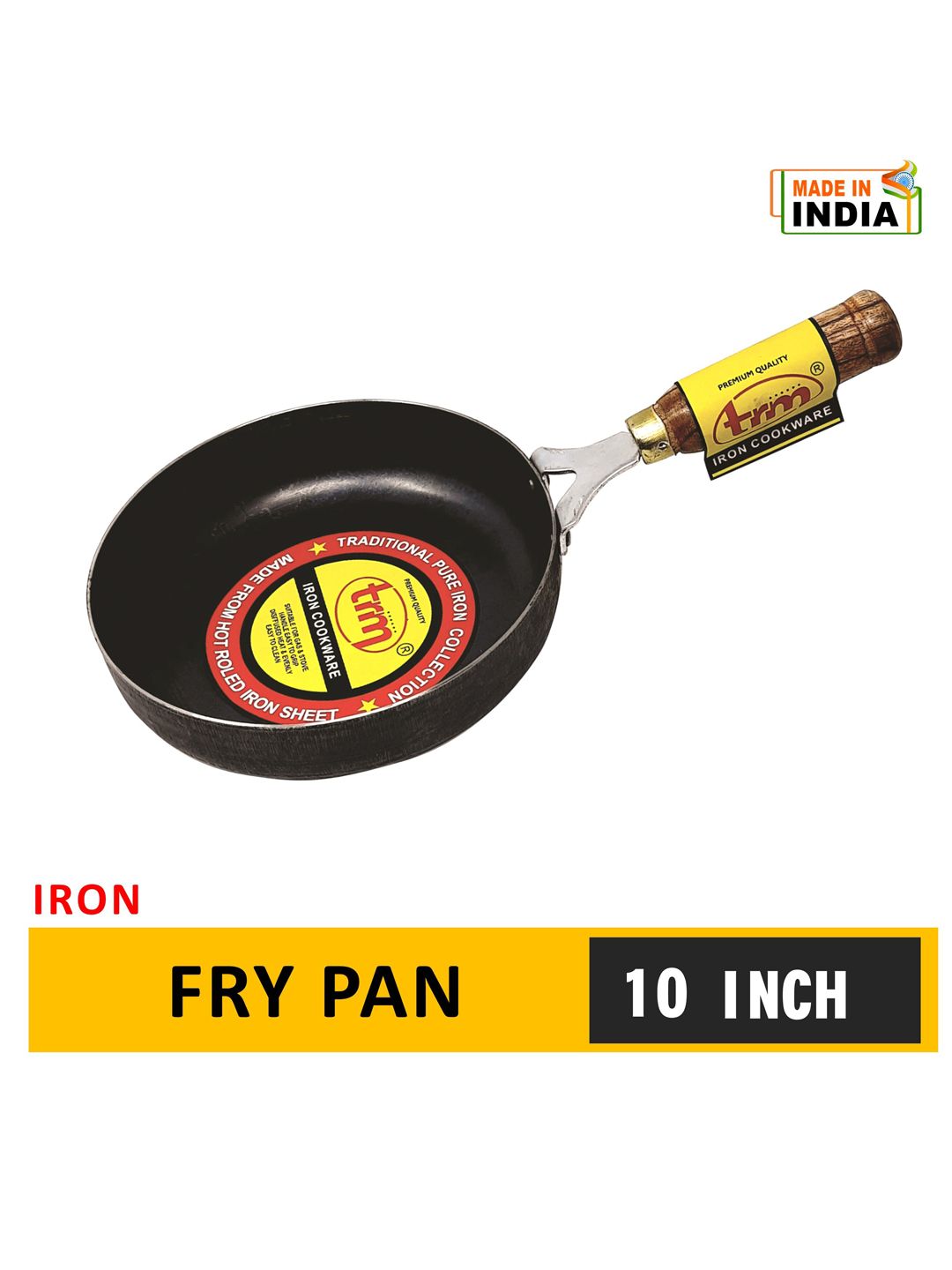 TRM Black Solid Iron Fry Pan Price in India
