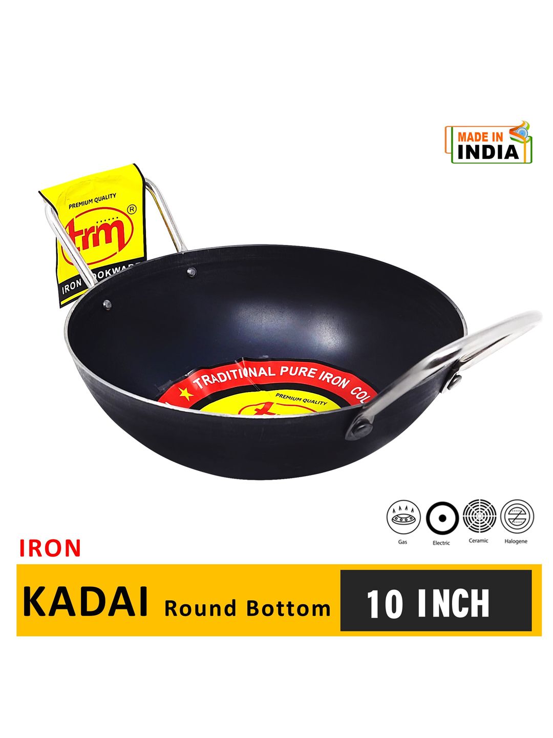 TRM Black Solid Pure Iron Kadhai Price in India