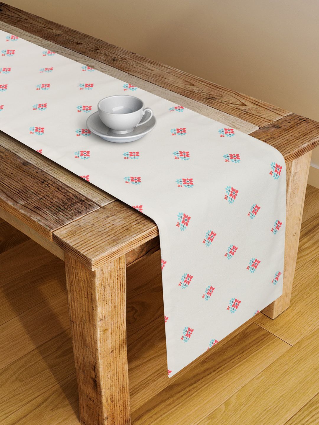 Alina decor Beige & Red Digital Printed Table Runner Price in India