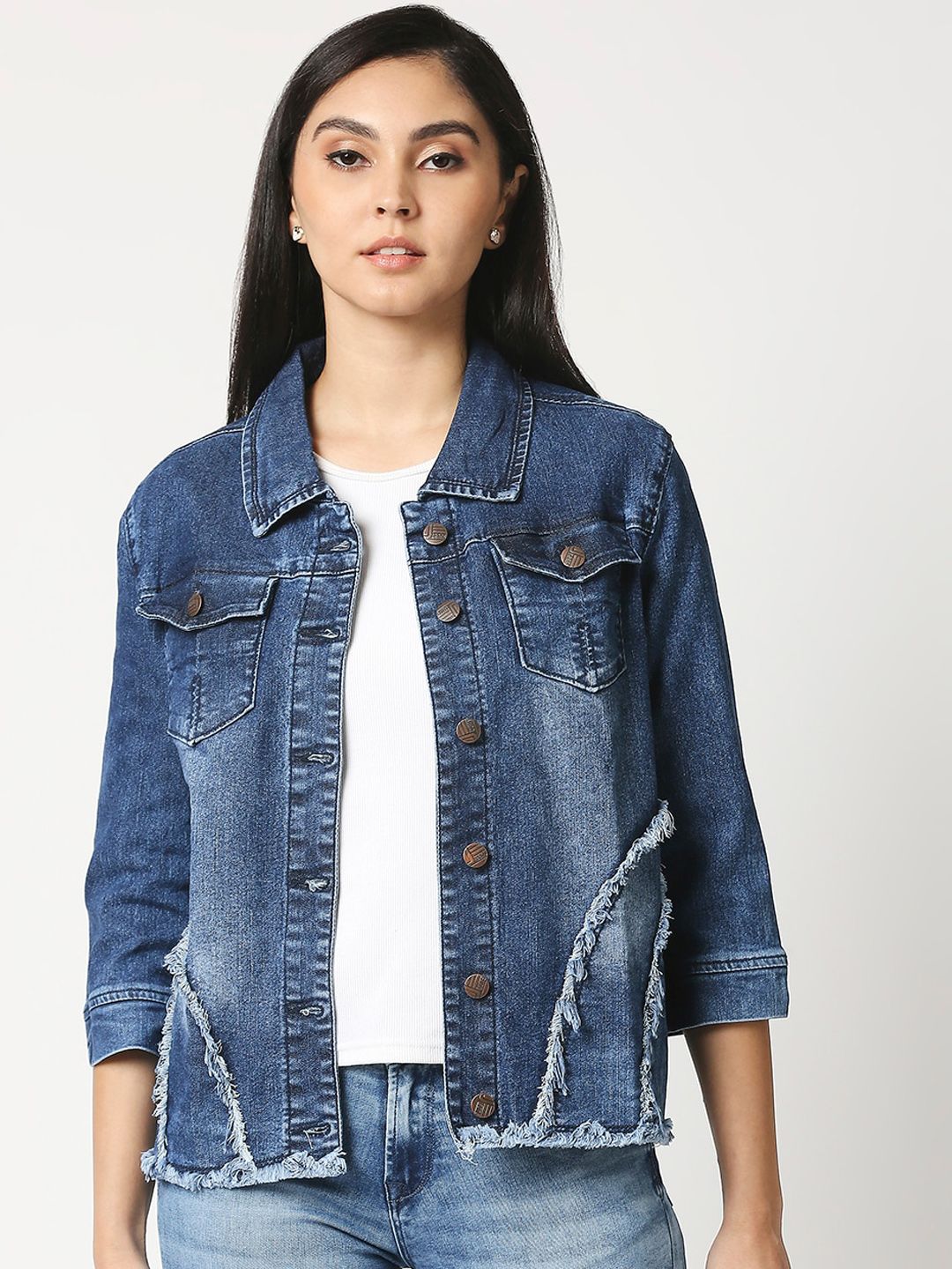 High Star Women Blue Cotton Denim Jacket Price in India